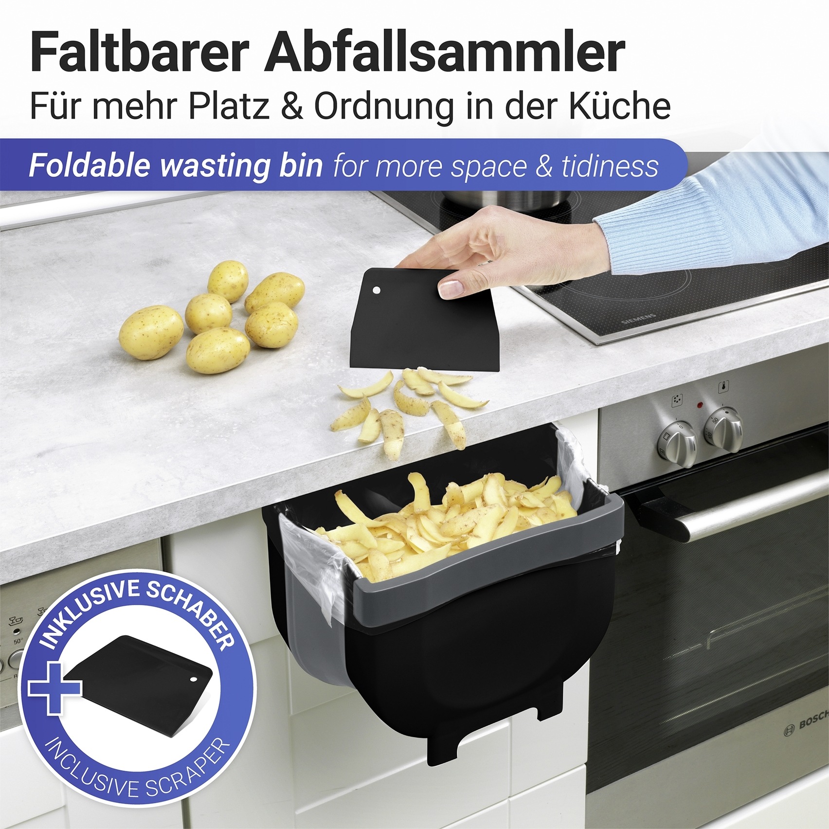 WENKO Einbaumülleimer "Modell Fago" 1 Behälter faltbarer Abfalleimer zum Ei günstig online kaufen