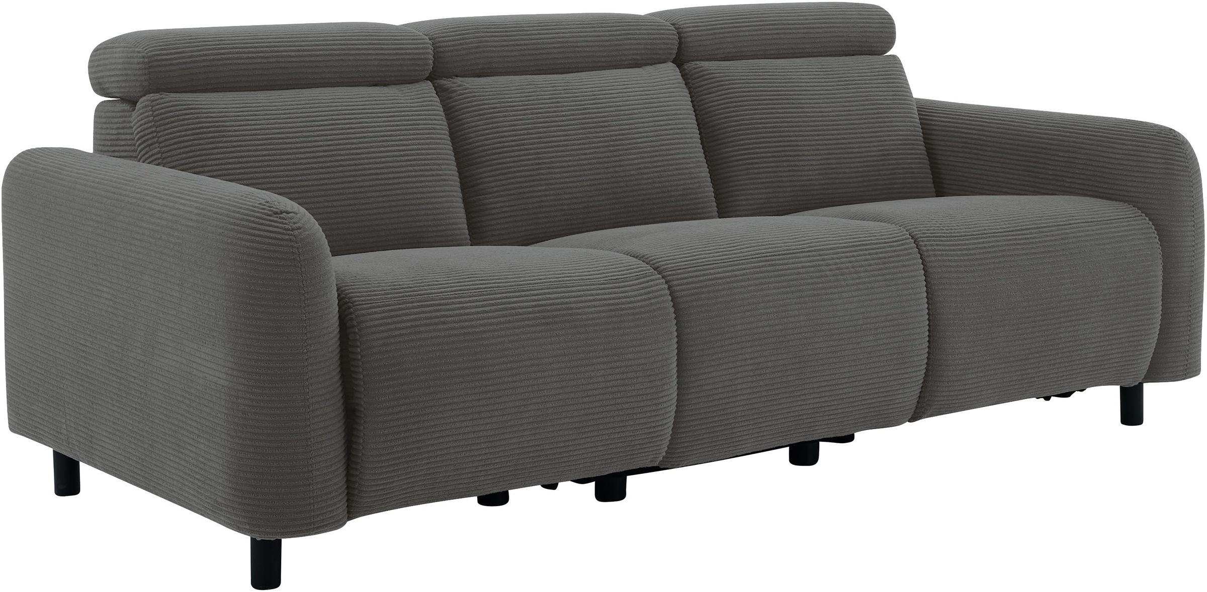3-Sitzer OTTO HOME "SKAANE Cord-Sofa, 229 cm, manuelle u. elektrische Relaxfunktion", grau (anthrazit), B:229cm H:100cm T:100cm, 100% Polyester, Sofas, Relax-Funktion in 2 Sitzen, Kopfteilverstellung, Federkernpolsterung 6