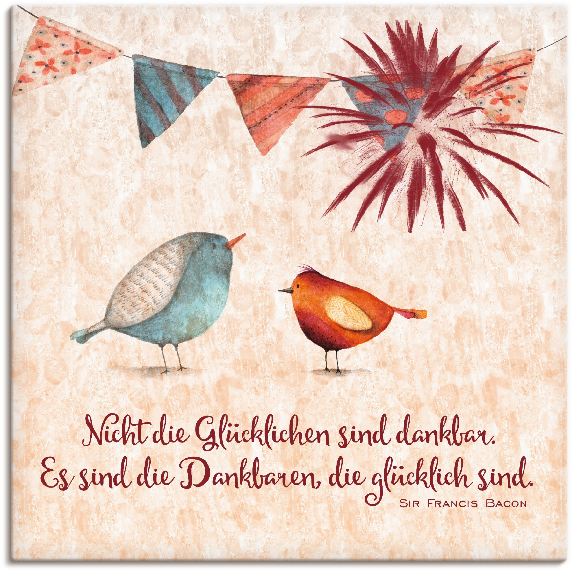 Artland Wandbild "Lebensweisheit Glücklich" Tiere 1 Stk. tlg. als Alubild, Leinwandbild in verschied. Größen
