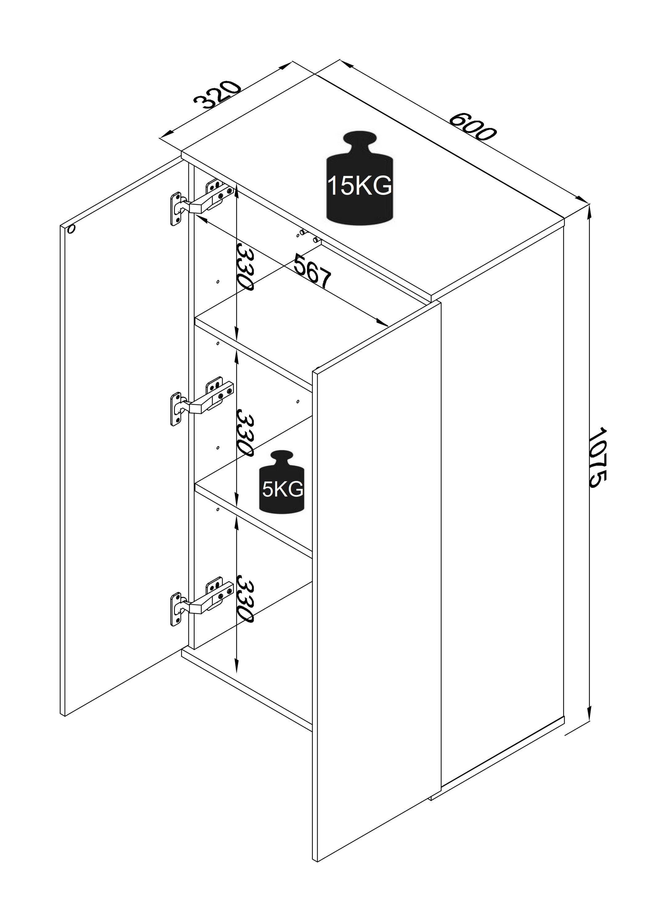 VCM Kommode »Holz Kommode Sideboard Anrichte Dalosa 3 Drehtüren«