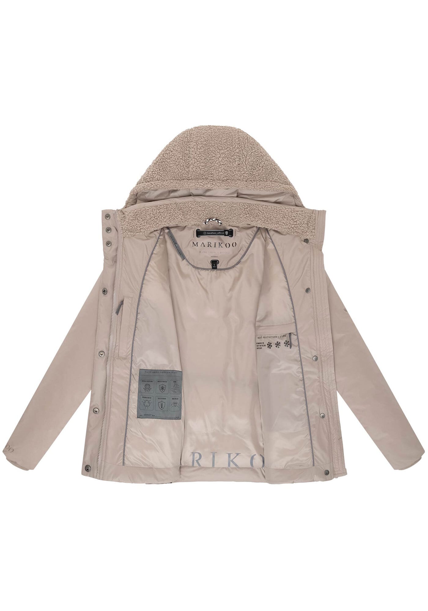 Marikoo Winterjacke »Sheeta«, Kombination aus Teddyfleece und glattem Material