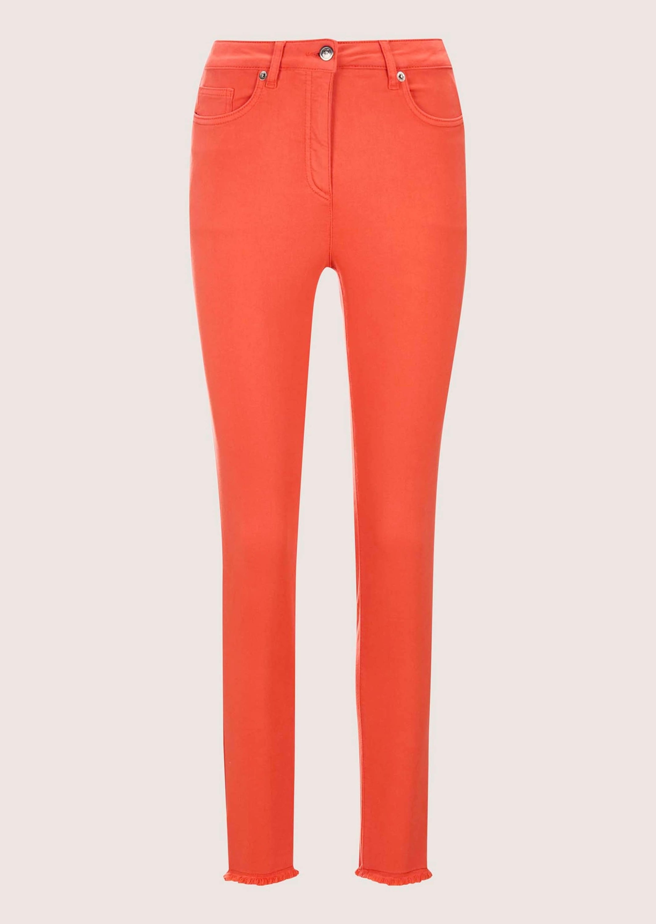 MADELEINE "Jeans Mid Waist Skinny-Hose mit Fransen" mit Fransensaum