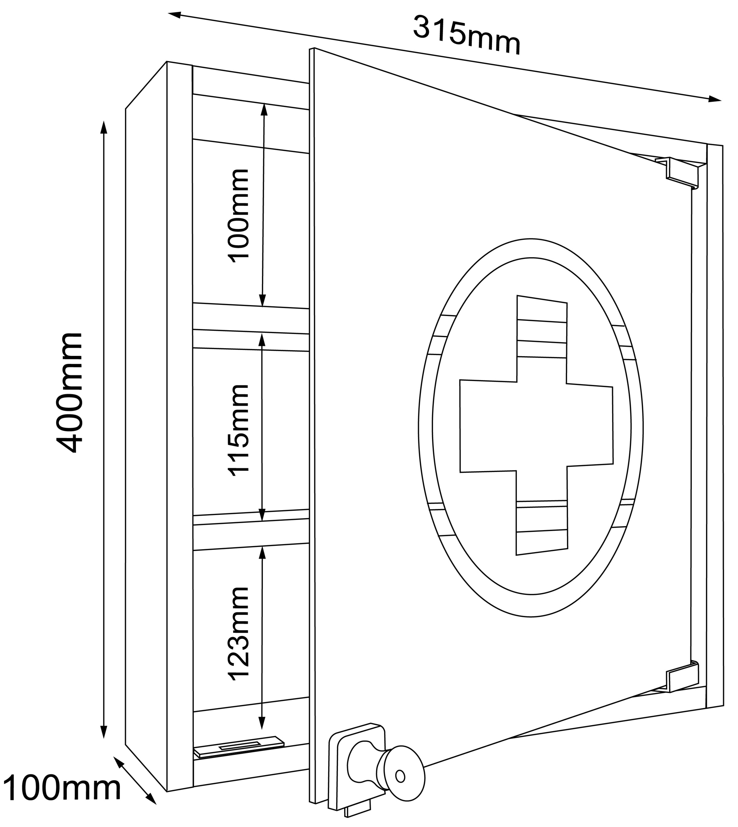 VCM Medizinschrank »VCM Medizinschrank | Maße ca. H. 40 x B. 32 x T. 10 cm | Apothekerschrank abschließbar | hängend | Arzneischrank - Hustila S«, (1 St.)
