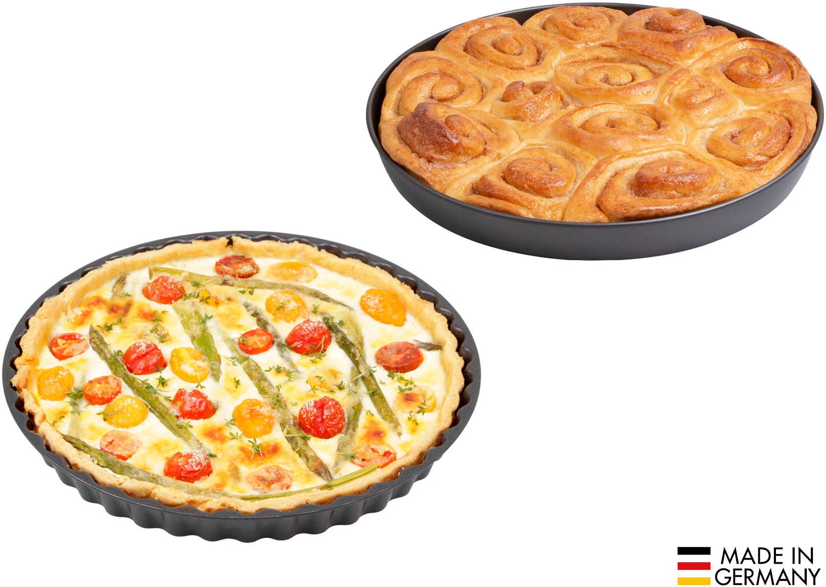 CHG Backform "EasyOven", (Set, 2 St., 1x runde Backofenform "EasyOven"-1x Quiche- und Kuchenform "EasyOven"), Made in Ge