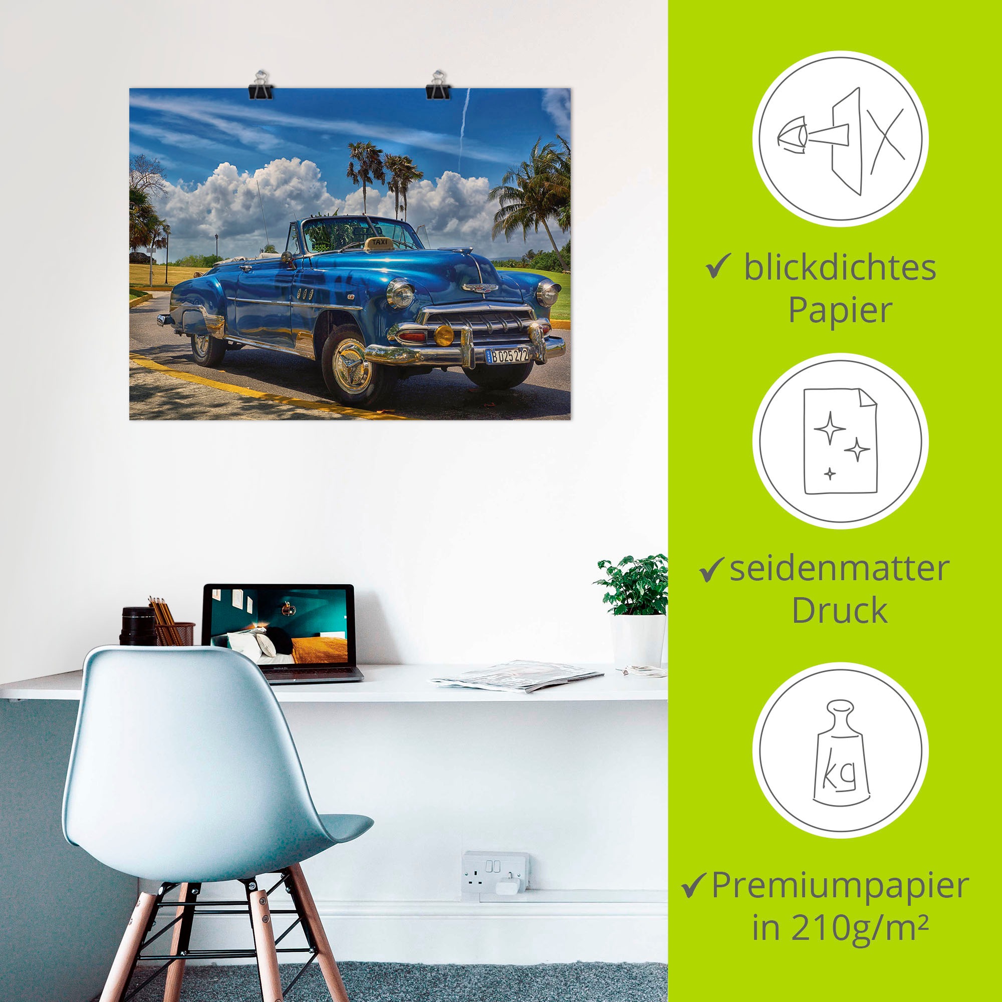 Artland Wandbild »Havanna Flair«, Auto, (1 St.), als Alubild, Outdoorbild, Leinwandbild, Poster, Wandaufkleber