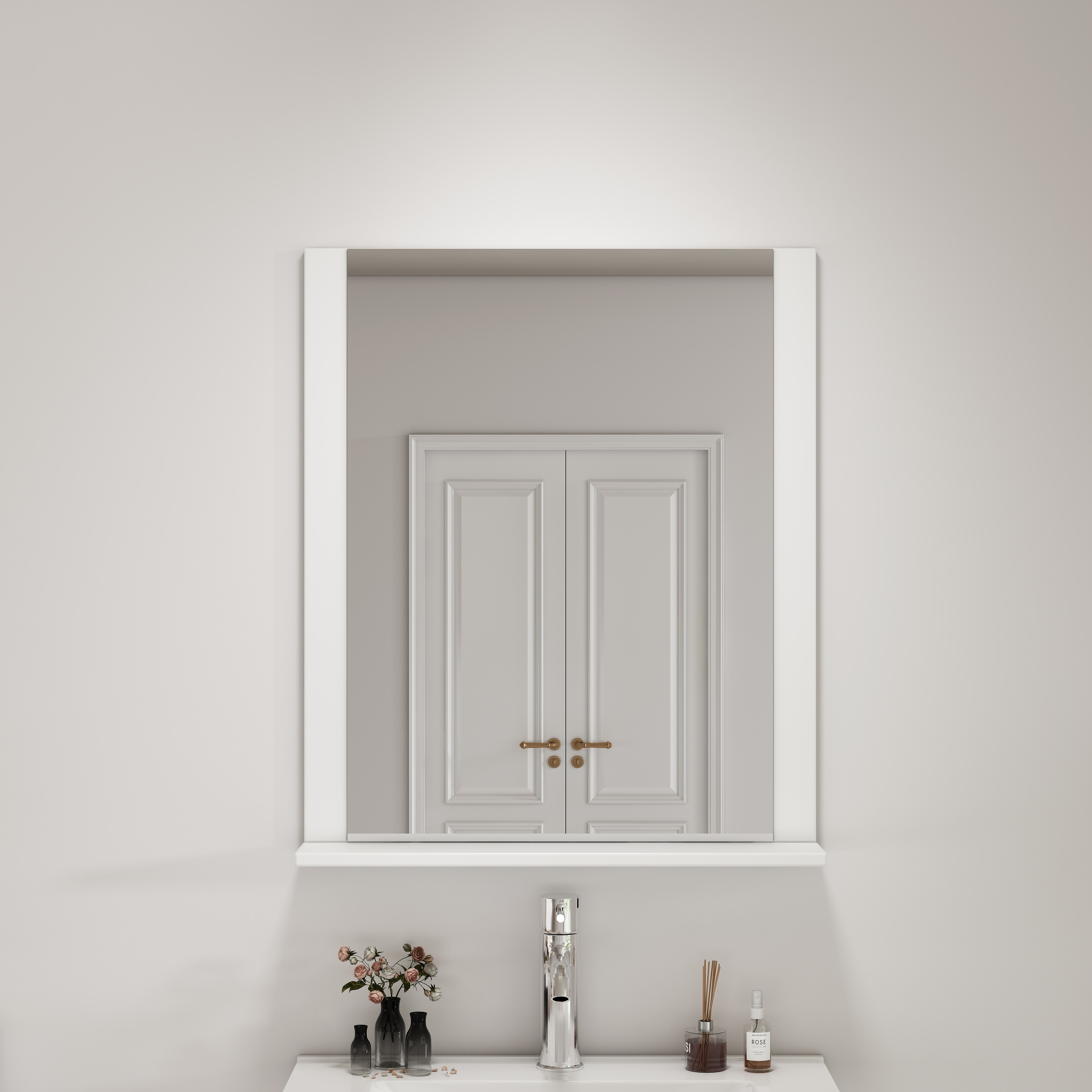 Thumbnail - welltime Badspiegel "AMSTERDAM" in zwei Breiten 60cm, 80cm mit praktischer Ablagefläche