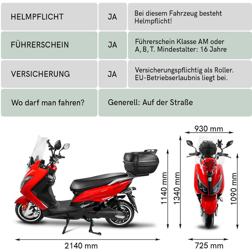 Rolektro E-Motorroller »Maximus MX2-45, 2 Akkus«