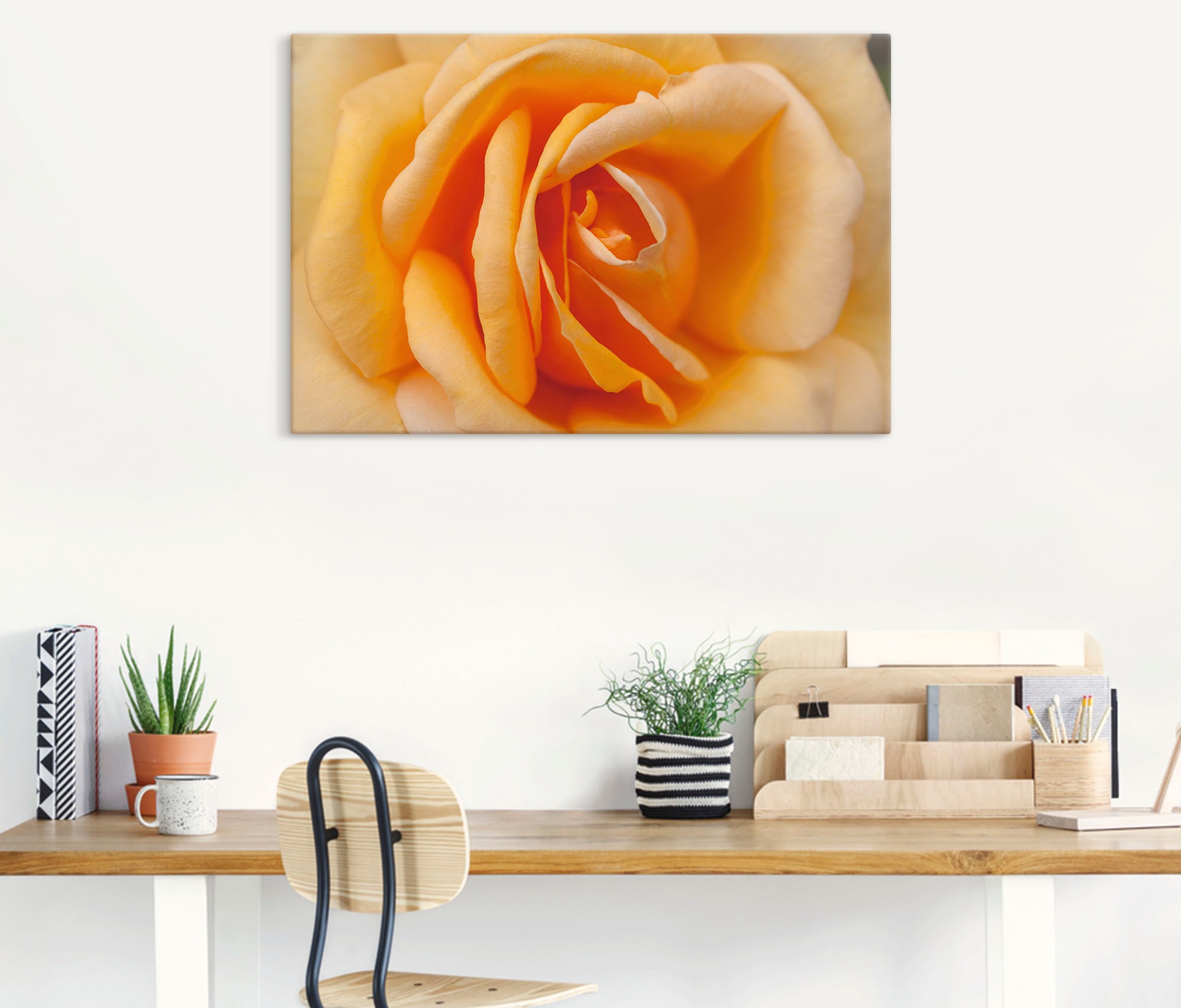 Artland Wandbild "Zarte Rose in Orange", Blumenbilder, (1 St.), als Leinwan günstig online kaufen