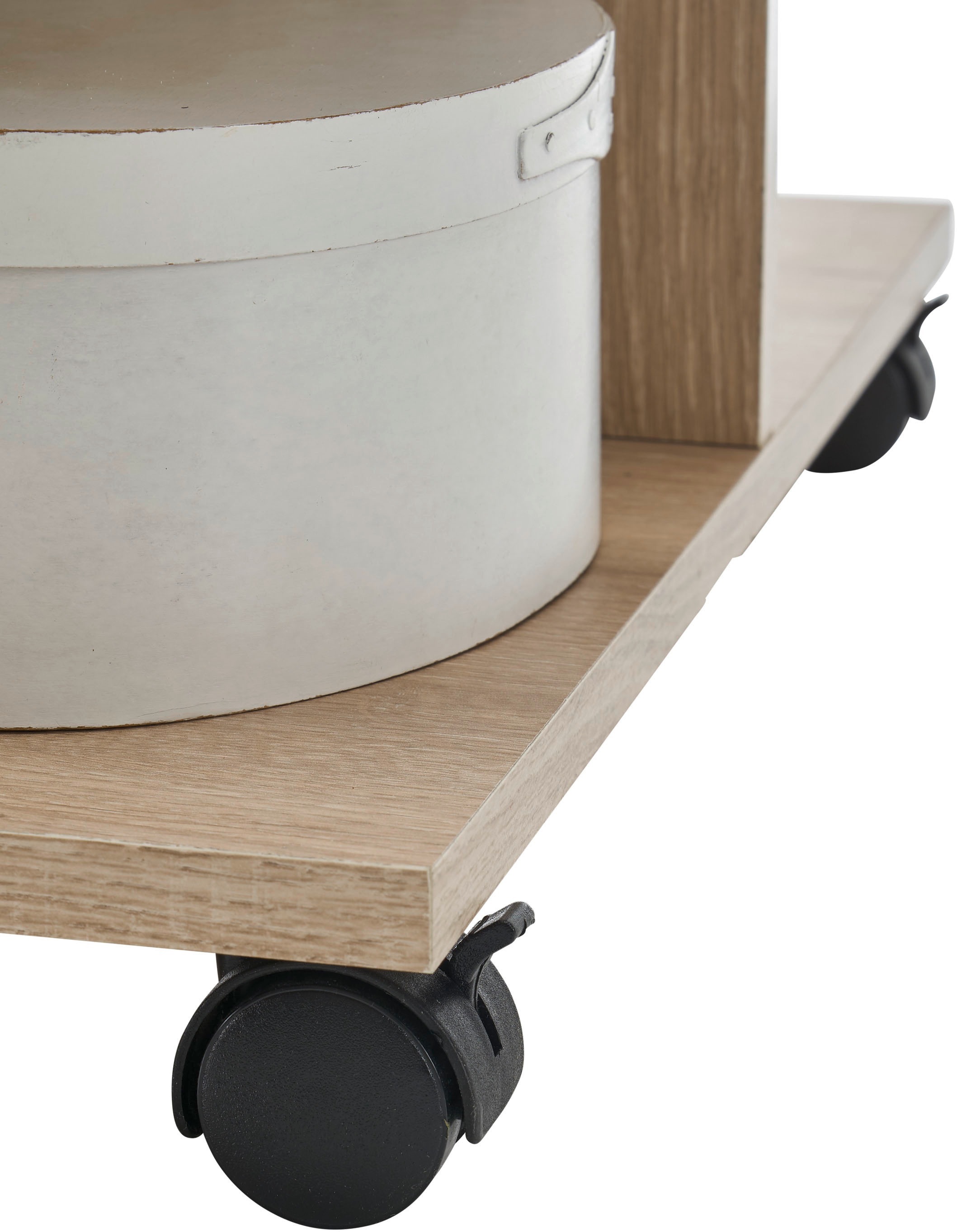Stolkom Couchtisch »Marti rollbar mit Ablageböden, Rima Oak weiß, BxHxT 110x42,5x60 cm«, Rollbar, mehrere Ablageböden in Rima Oak weiß