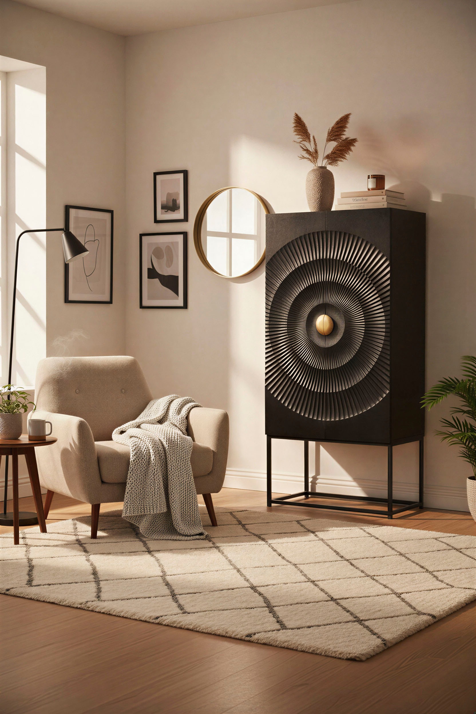 SIT Mehrzweckschrank 1 Stk. tlg. mit Schnitzmuster und goldfarbenem Griff günstig online kaufen