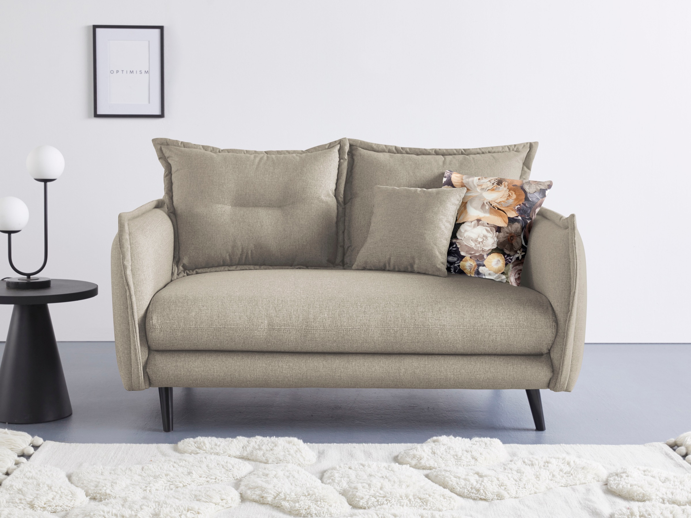 Home affaire 2-Sitzer "Levke, 162 cm breit, modern und bequem" Struktur fein, inkl. Rücken- und Zierkissen