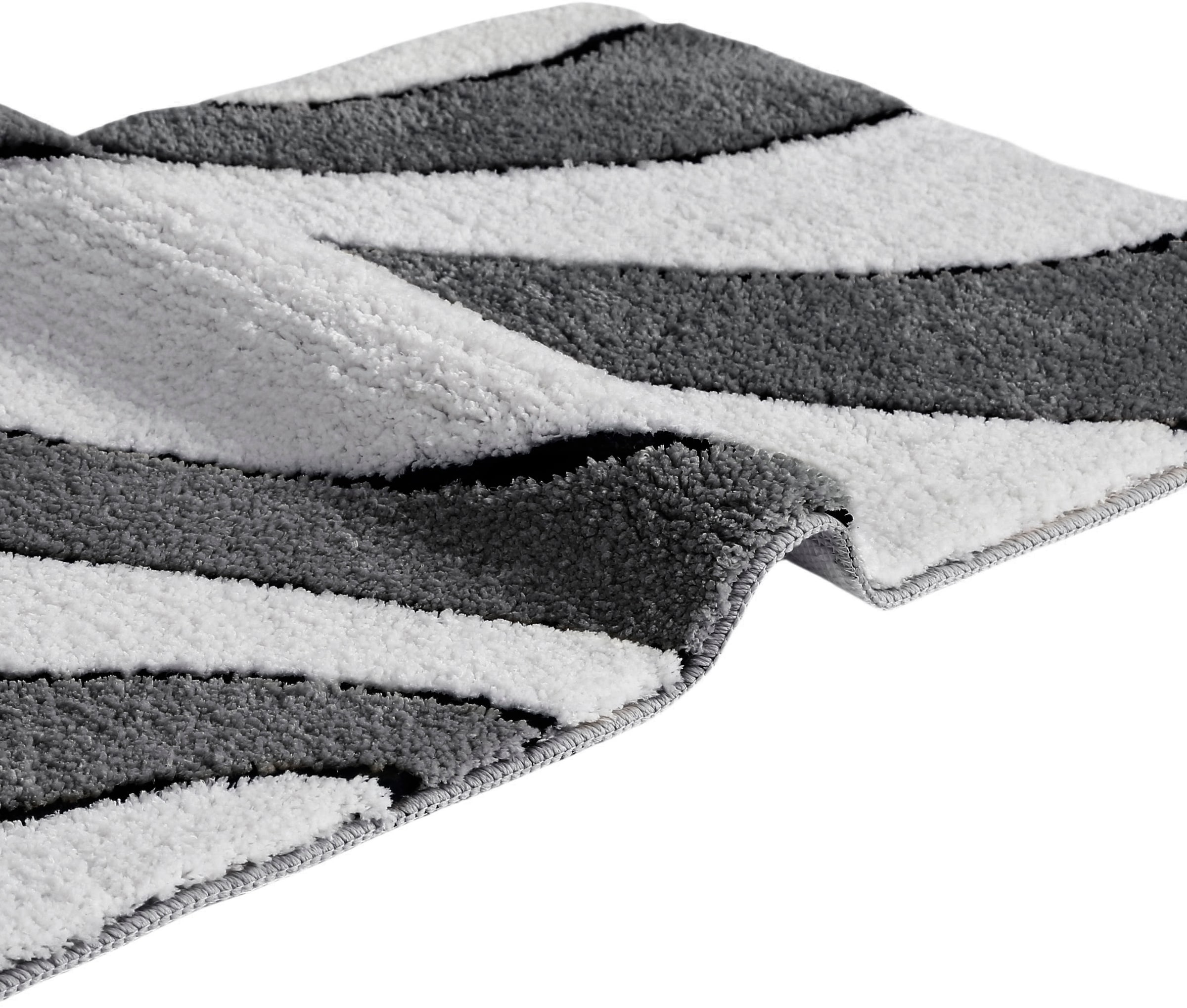 my home Badematte »Anna, Badvorleger, Badezimmer Teppich«, rutschhemmend beschichtet, fußbodenheizungsgeeignet-schnell trocknend, Badteppich, Hoch Tief Effekt, Modern, Weich, Wellen