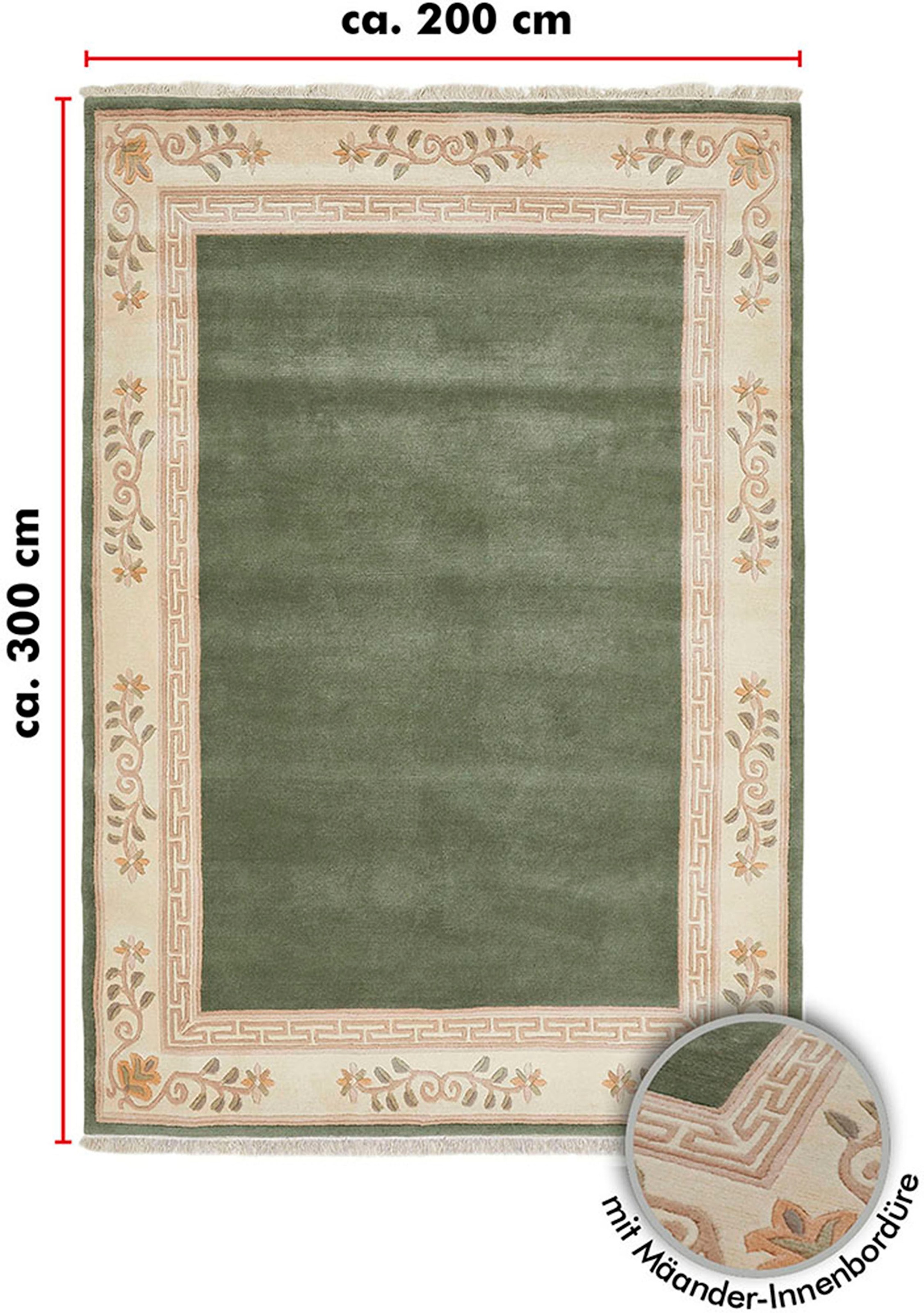 LUXOR living Wollteppich »Adour«, rechteckig, 18 mm Höhe, reine Wolle, handgeknüpft, mit Bordüre und Fransen, Wohnzimmer