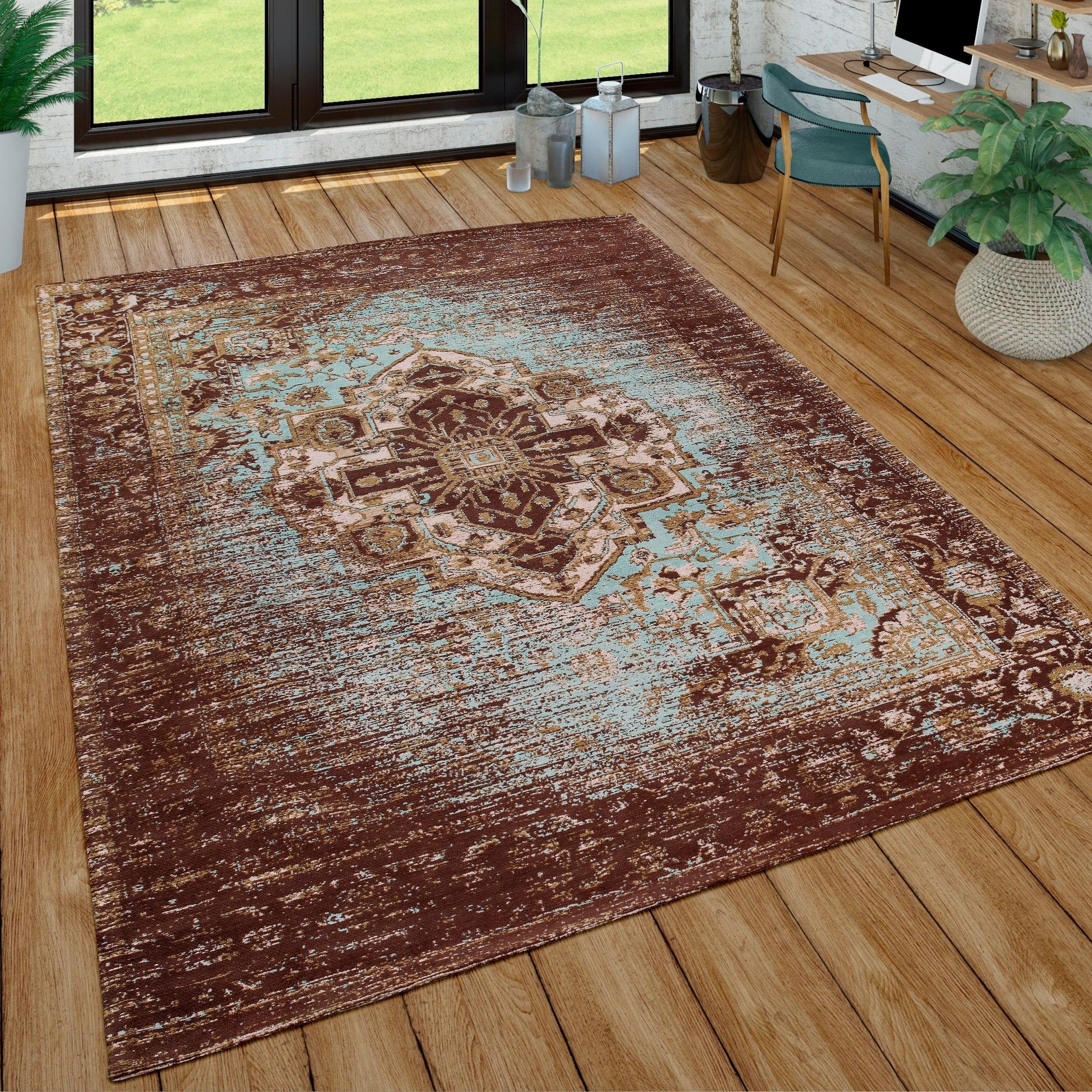 Paco Home Teppich »Baleno 474« rechteckig 7 mm Höhe Kurzflor, Orient-Optik, Vintage Design, weiches Chenille Garn