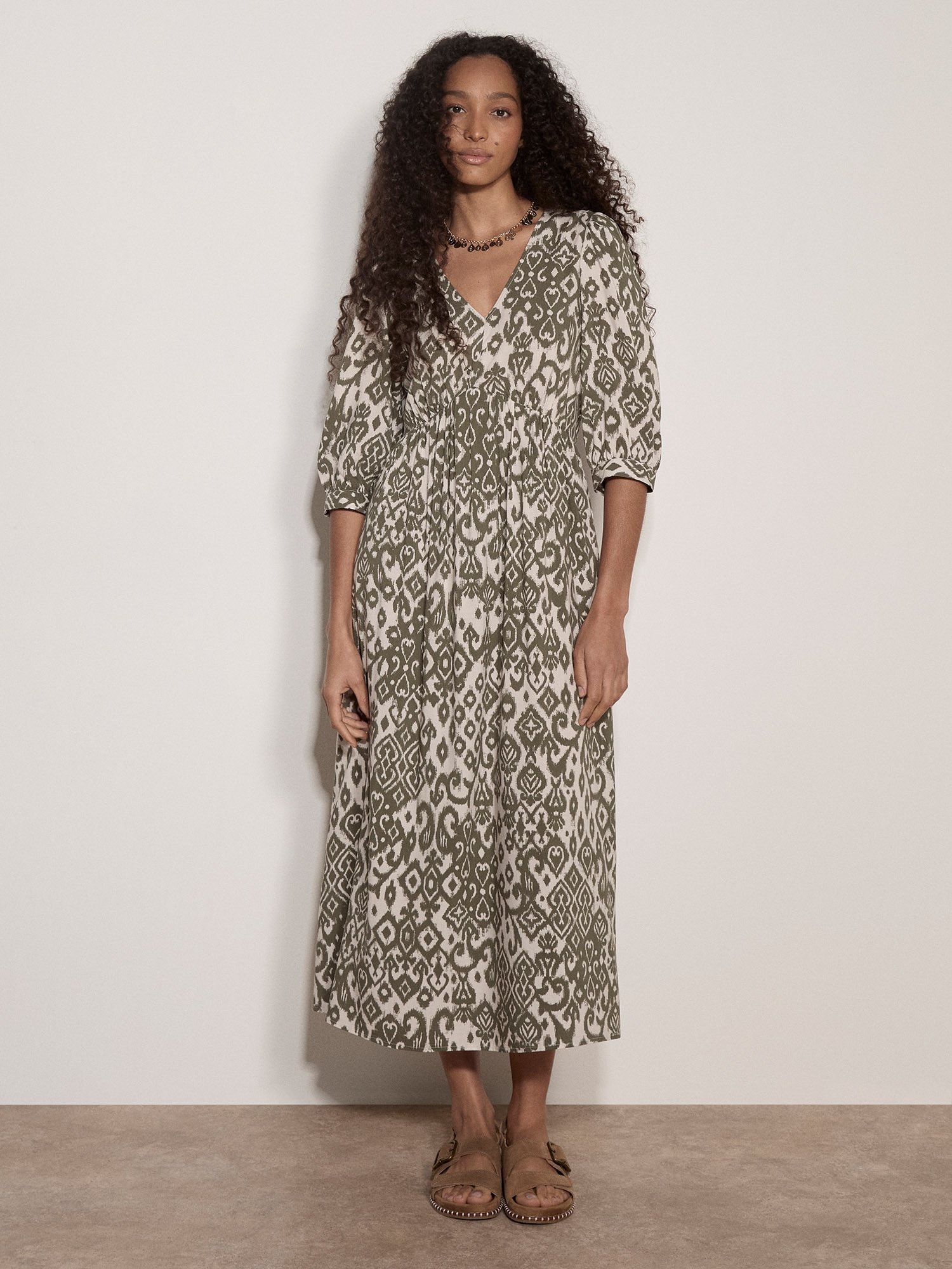 Apricot Midikleid "Tapestry Ikat Midi-Kleid" Gemustert