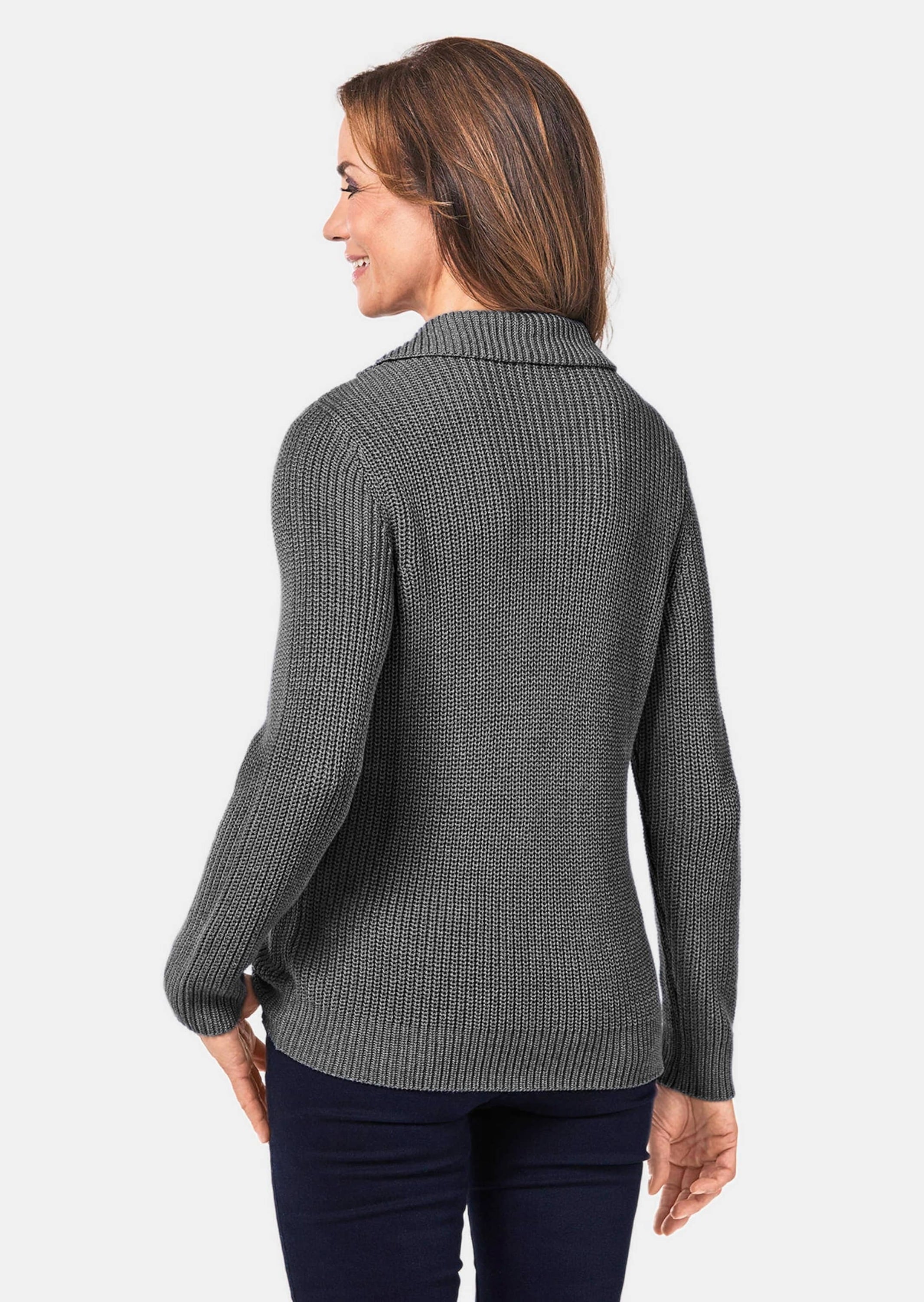 GOLDNER Strickpullover »Pullover Sportiver Troyer mit Baumwollanteil«