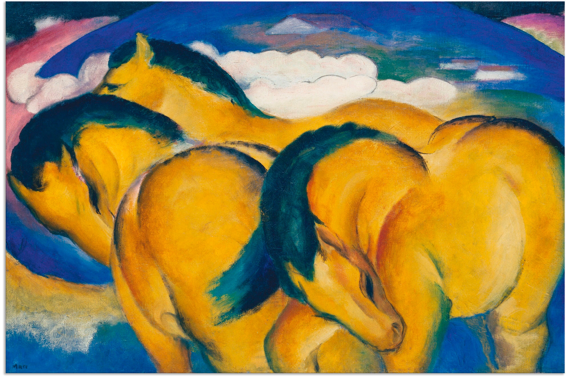 Wandbild »Die kleinen gelben Pferde. 1912«, Haustiere, (1 St.), als Alubild,...