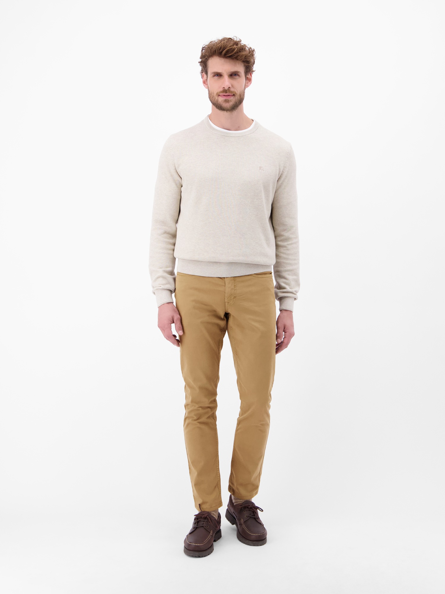 5-Pocket-Hose LERROS "Moderne 5-Pocket Hose", Herren, Gr. 36, Länge 34, bold camel, 80% Baumwolle, 17% Lyocell, 3% Elasthan, Hosen 5-Pocket-Hose 3