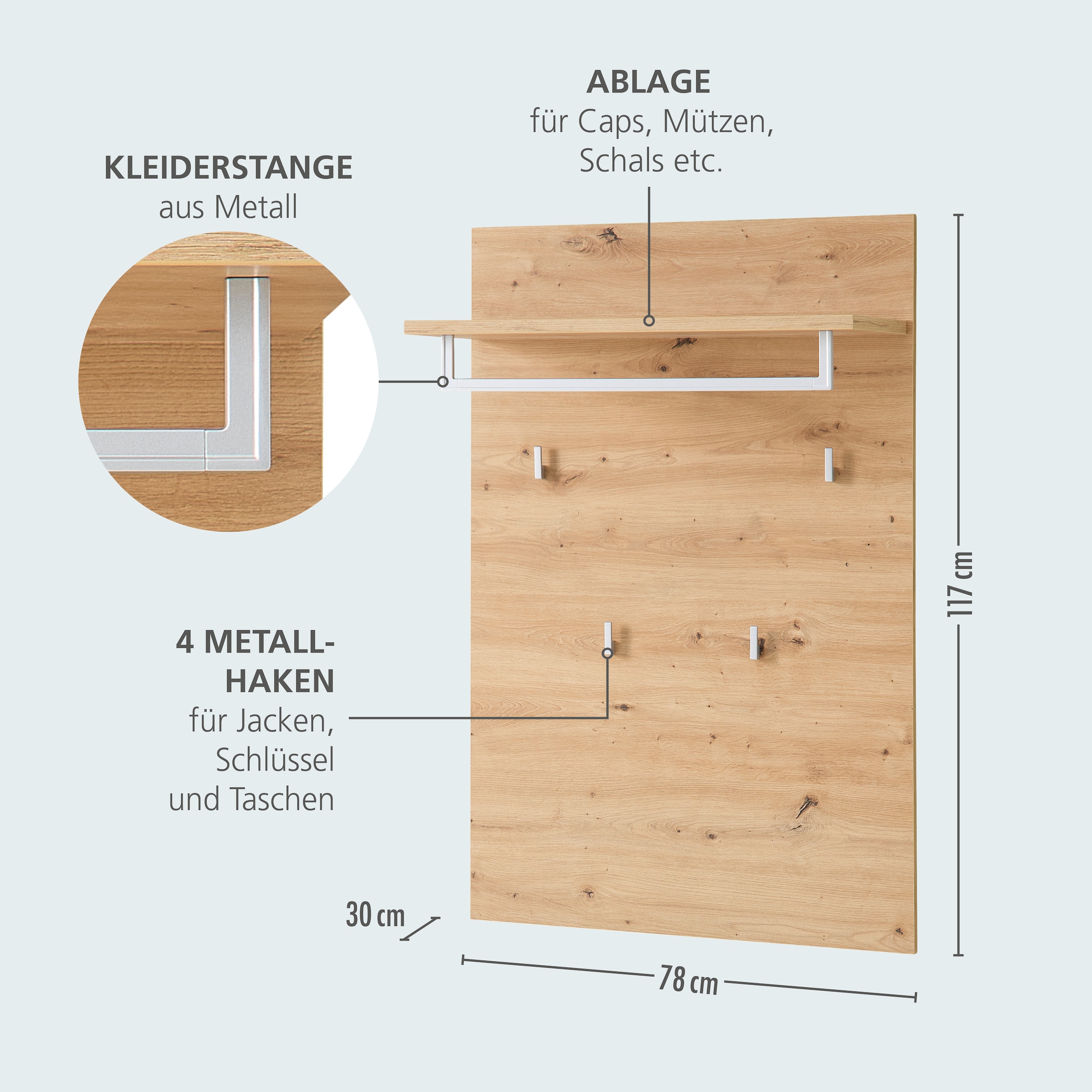Innostyle Garderoben-Set »Bari Garderobenprogarmm, BxHxT 264x202x38 cm«, (Set, 5 St.), Besteht aus 5 Typen