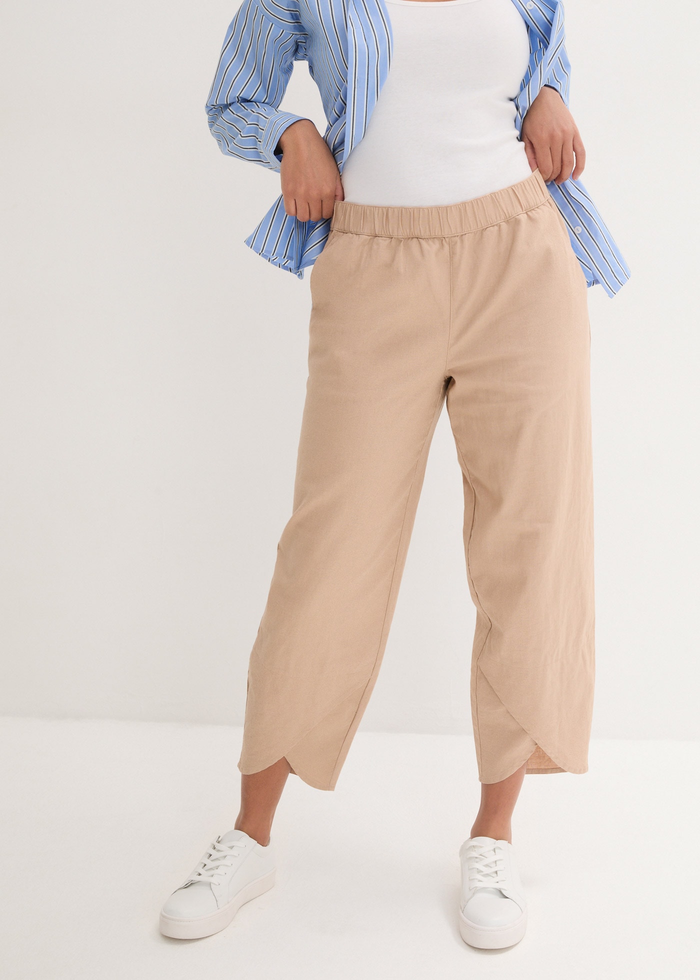bonprix "3/4-Hose aus leichtem Leinen-Mix" aus Leinen-Mix, mit Seitenschlitzen, Regular Fit, casual Stil