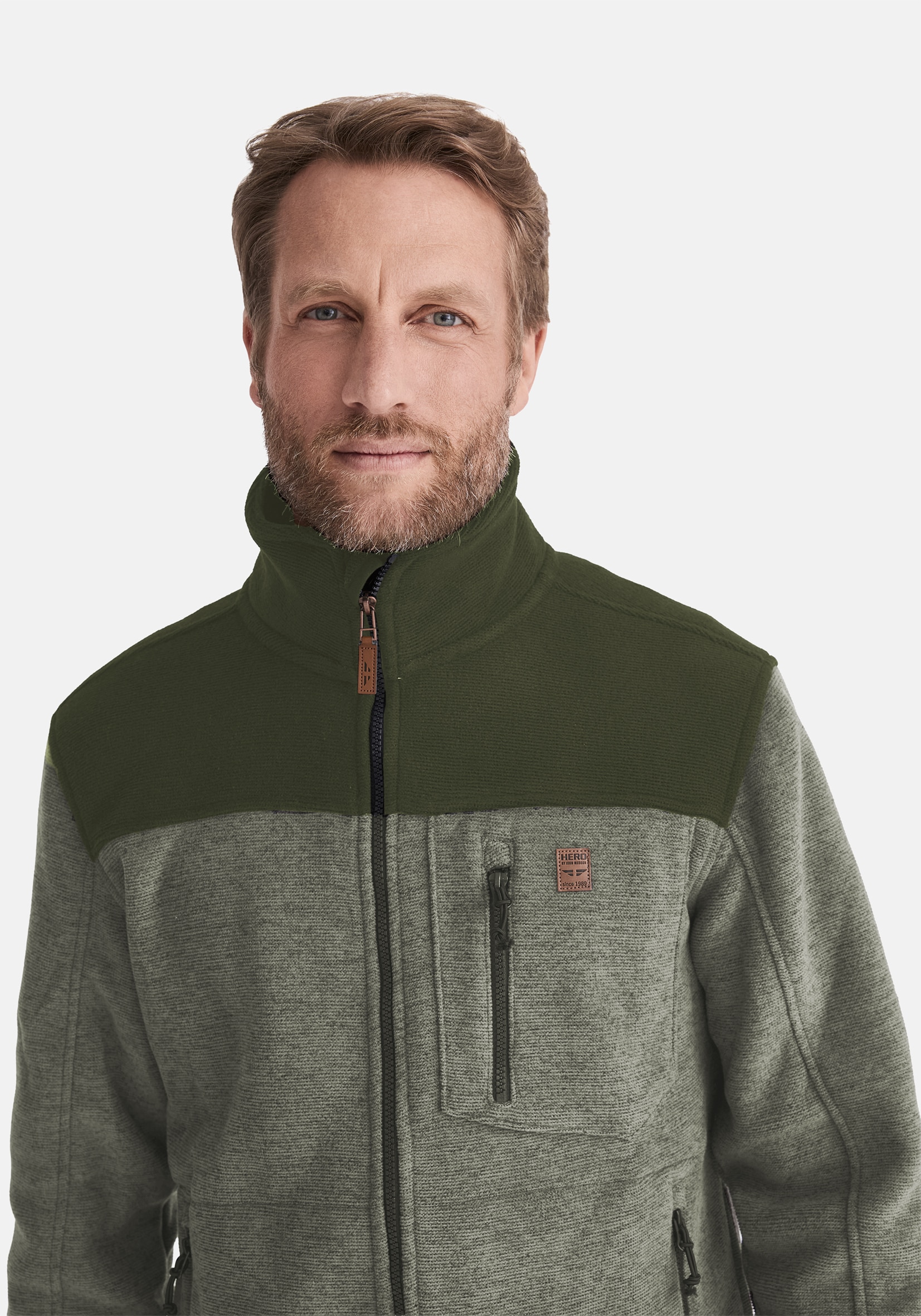HERO by John Medoox Fleecejacke »JOEL Heavy Strick-Fleecejacke«, Sherpa fleece Straight Fit Casual Sherpa für Herren