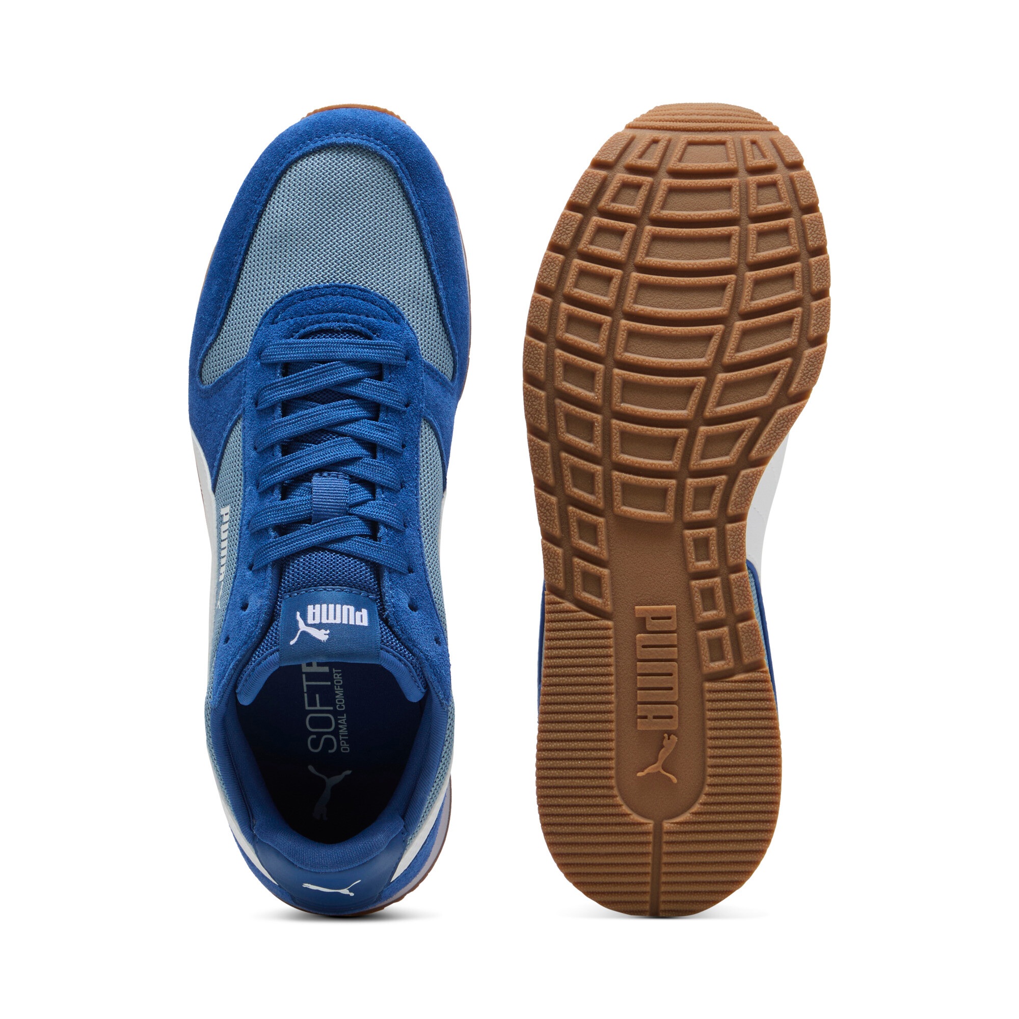 Sneaker PUMA "ST MILER", Damen, Gr. 42,5, weiß (cool blau, puma weiß, clyde royal), Textil, Schuhe Sneaker, mit Mesh und Wildleder-Overlays, mit EVA-Zwischensohle 3