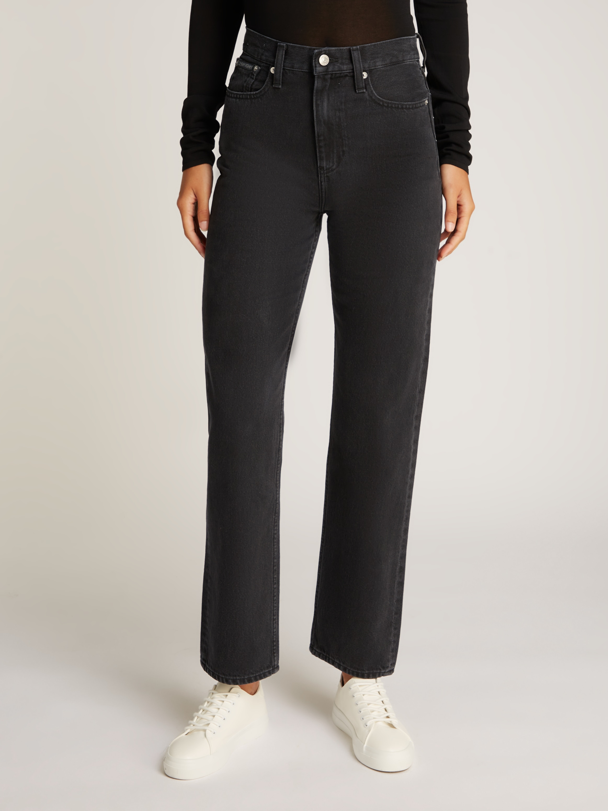 Mom-Jeans »HIGH RISE STRAIGHT«, leichte Stoned wash Optik, mit Coinpocket