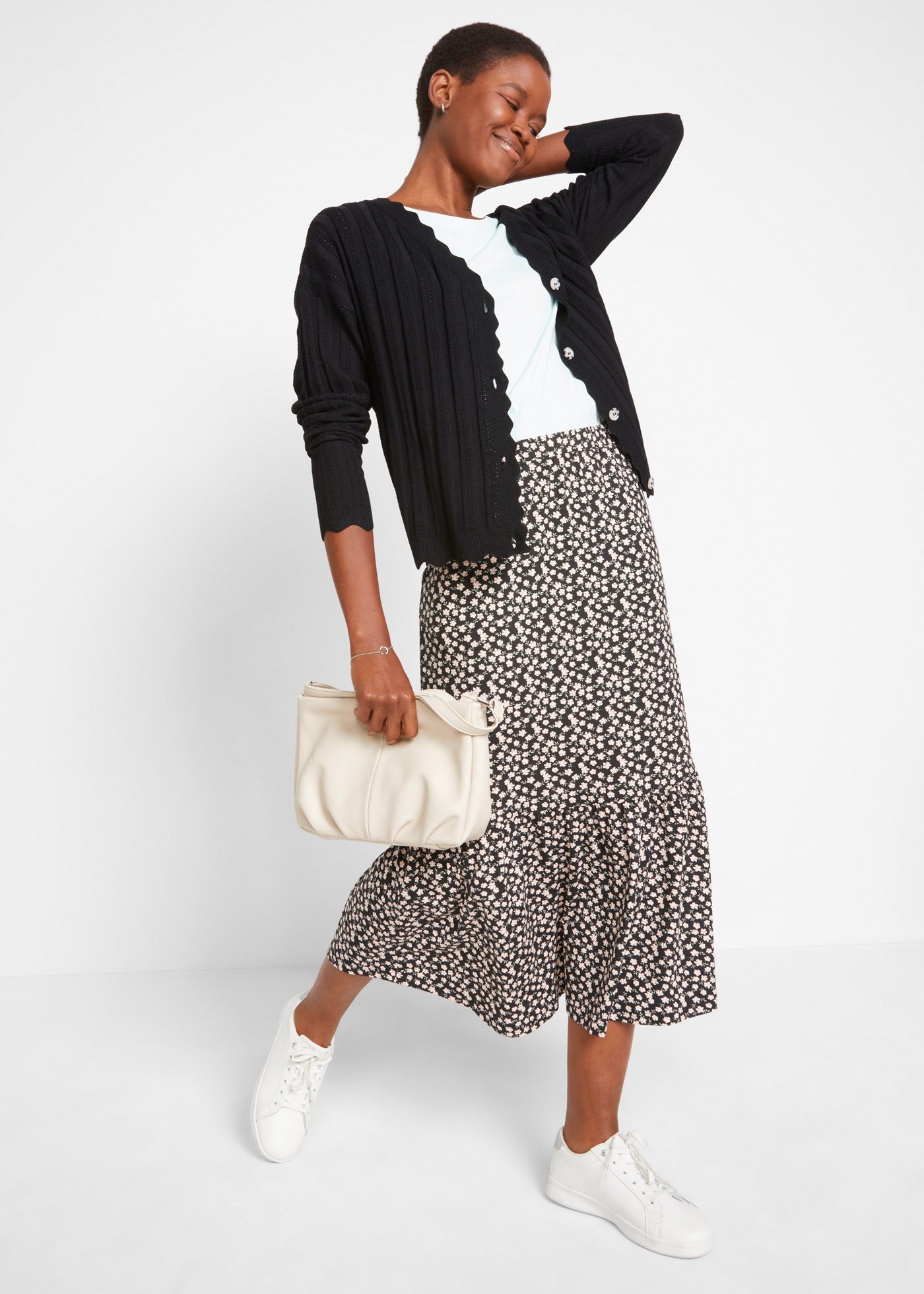 bonprix Strickjacke Oversize-Passform, mit Ajour-Muster, für festlichen Look