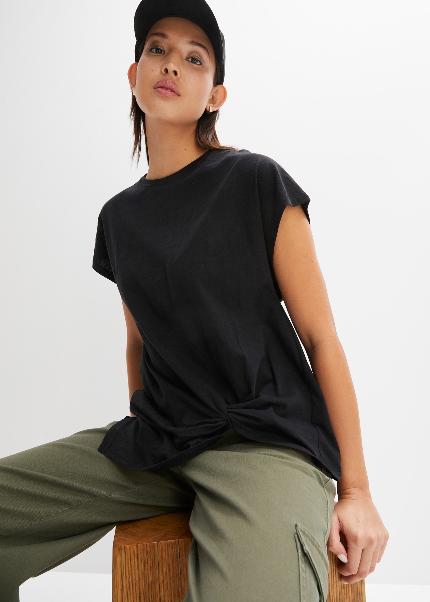 bonprix T-Shirt lässig geschnittene Passform, ärmellos, mit Knotendetail günstig online kaufen