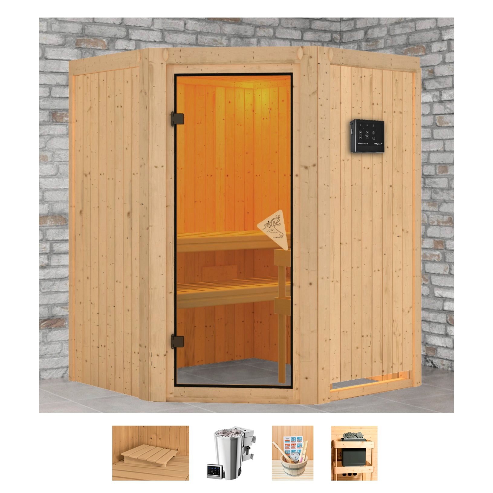 Karibu Sauna »Nanna«, (Set), 3,6-kW-Bio-Plug & Play Ofen mit externer Steuerung kaufen