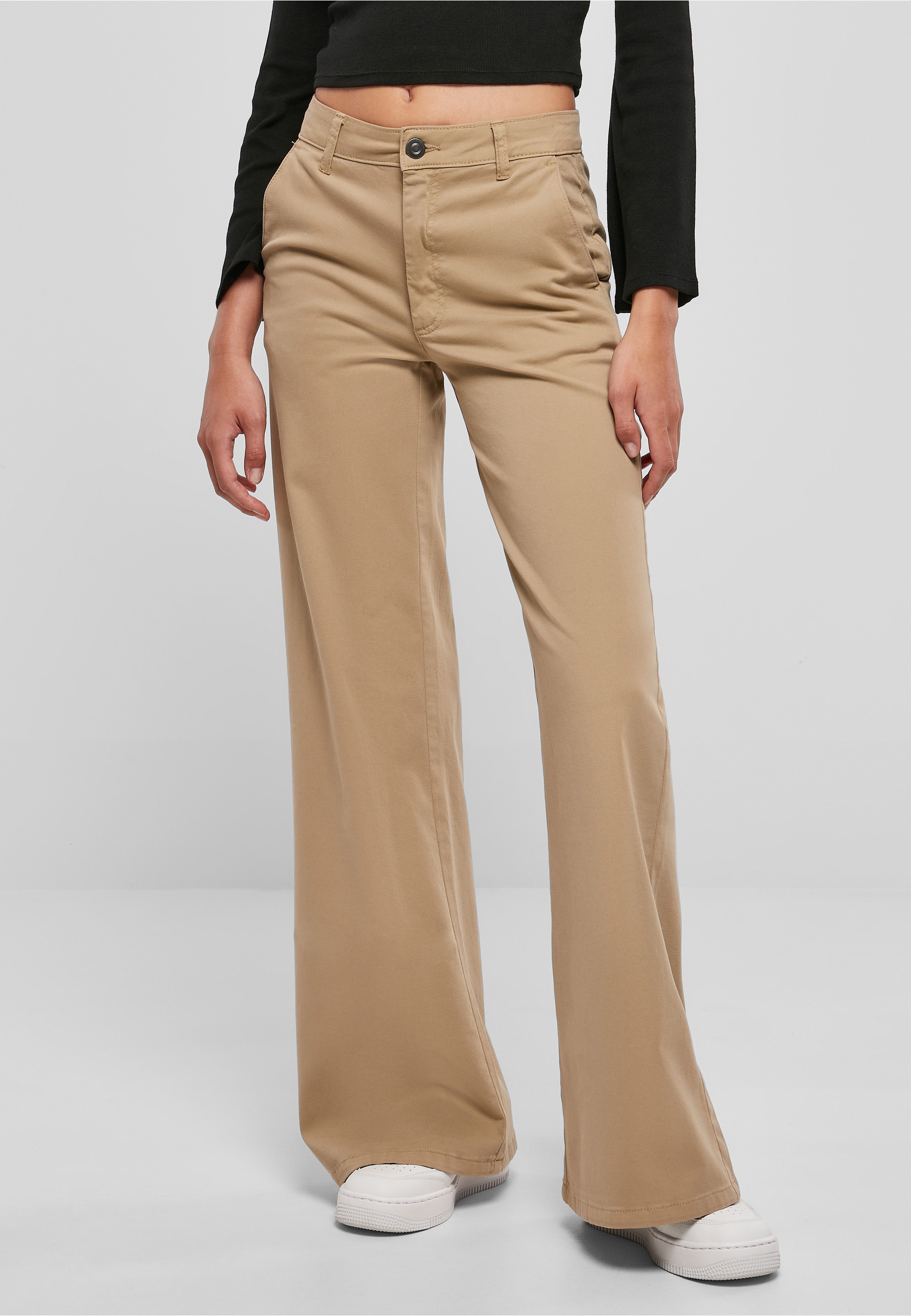 URBAN CLASSICS Chinos »Urban Classics Damen Ladies High Waist Wide Leg Chino Pants«