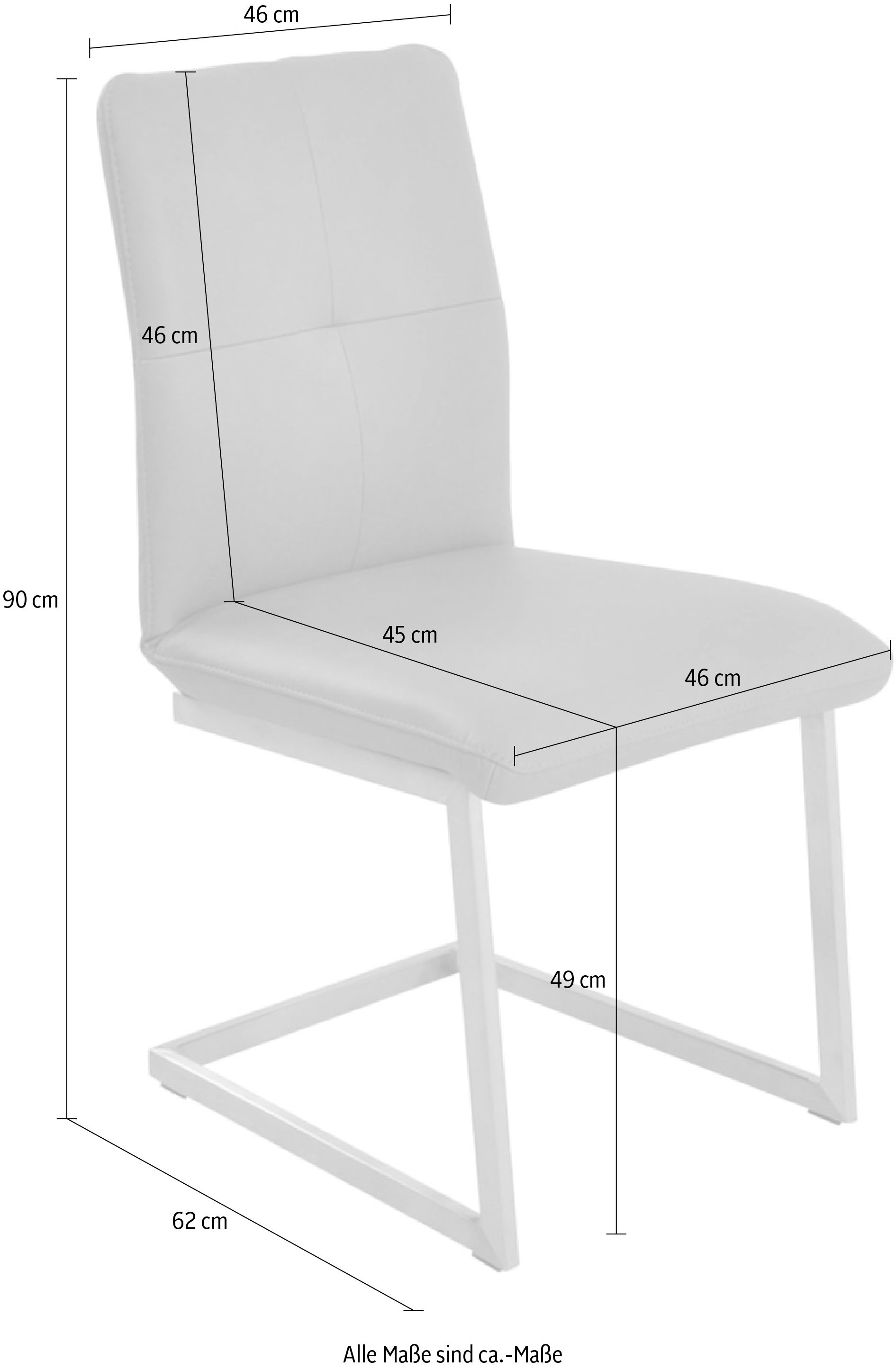 K+W Komfort & Wohnen Freischwinger »6511«, Leder CLOUD, Freischwinger mit Hochkantrohr und praktischem Metallgriff am Rücken