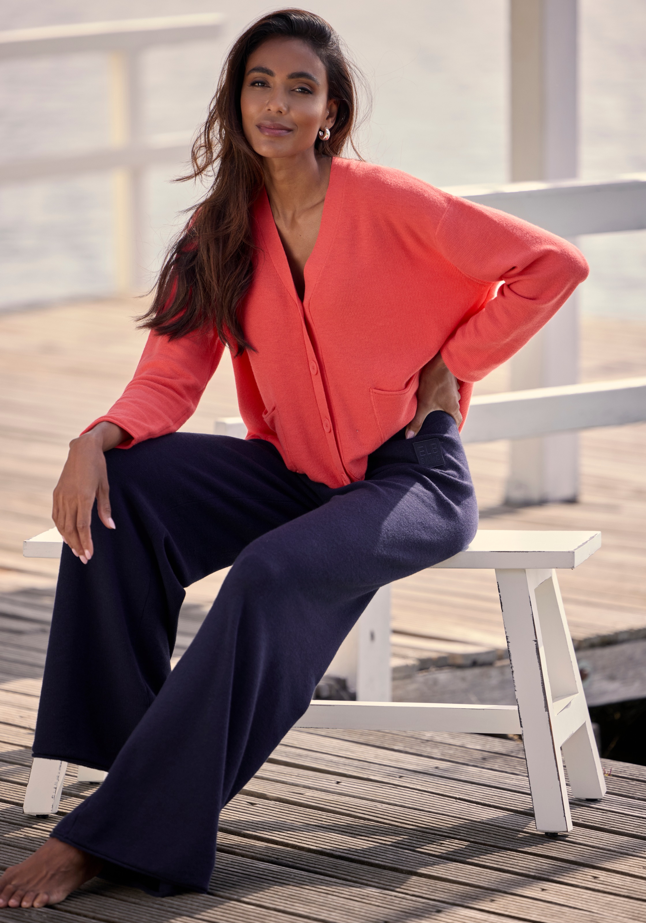 Elbsand Strickjacke aus hochwertigem Feinstrick, Loungewear