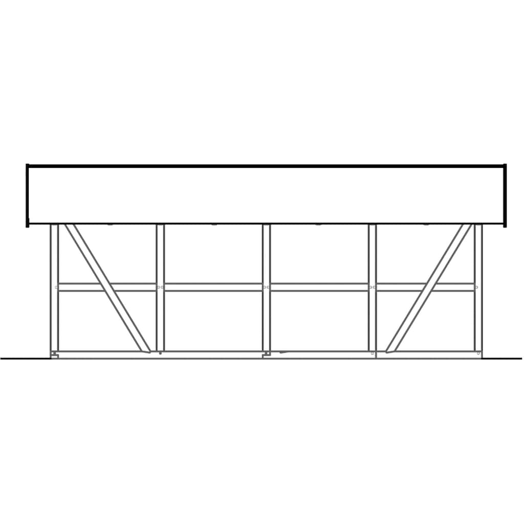 Skanholz Einzelcarport »Schwarzwald«, KVH, Fichte, 300 cm, Nussbaum, 424x772cm mit Abstellraum und Dachschalung