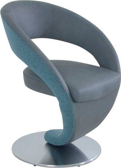 K+W Komfort & Wohnen Esszimmerstuhl "Wave, Drehstuhl" () Design-Drehstuhl, Drehteller in Metall edelstahloptik, Farbkombination