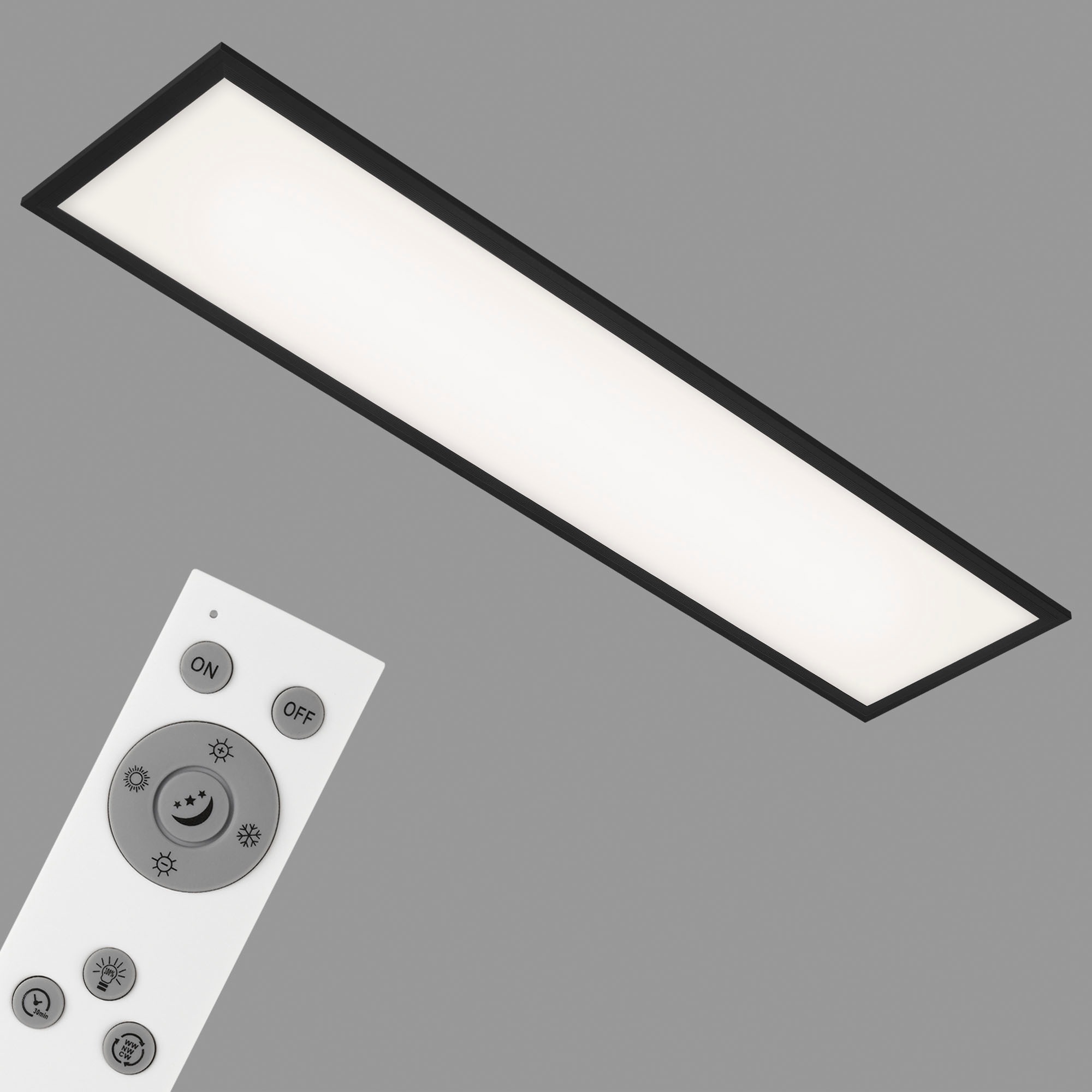 Briloner Leuchten LED Panel »7167015 Piatto«, Leuchtmittel LED-Board | LED fest integriert, Deckenlampe, 100x25x6cm, Schwarz, 24W, Wohnzimmer, Schlafzimmer, Flur