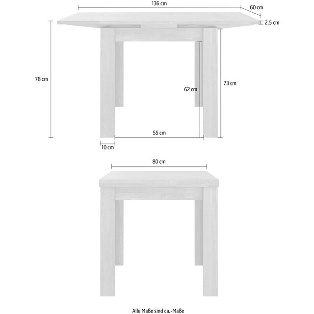 Mäusbacher Esstisch »Monti«, 80 x 60 cm, ausziehbar auf 136 cm bestellen |  BAUR