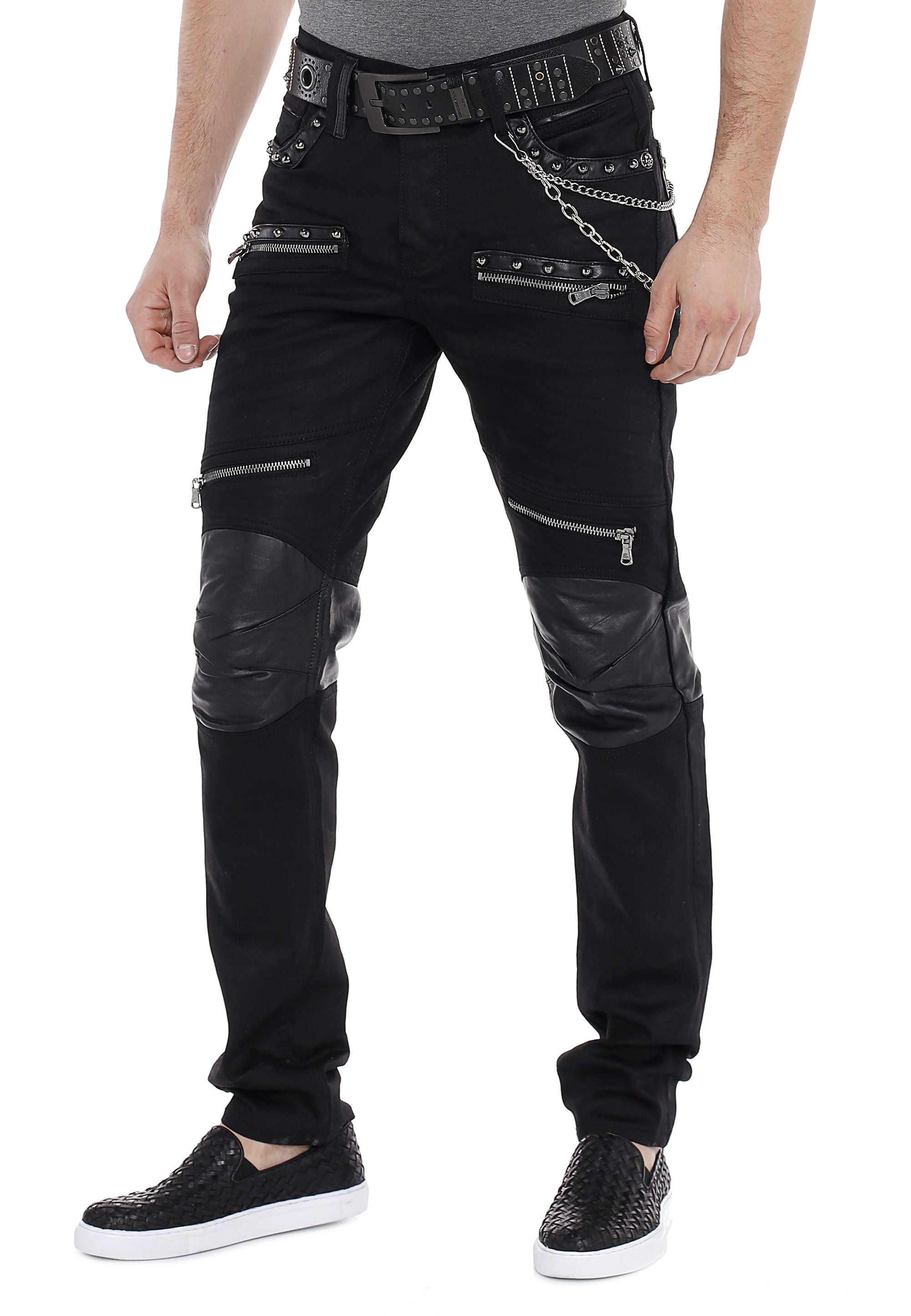 Cipo & Baxx Slim-fit-Jeans, mit Leder Einsatz