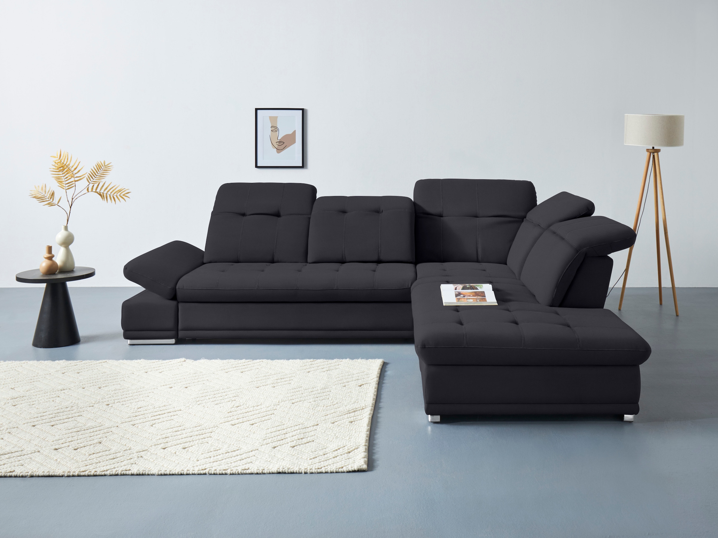 COTTA Ecksofa »Holiday L-Form mit Sitztiefen-, Armteil- und Kopfteilverstellung«, wahlweise mit Bettfunktion inkl. Bettkasten
