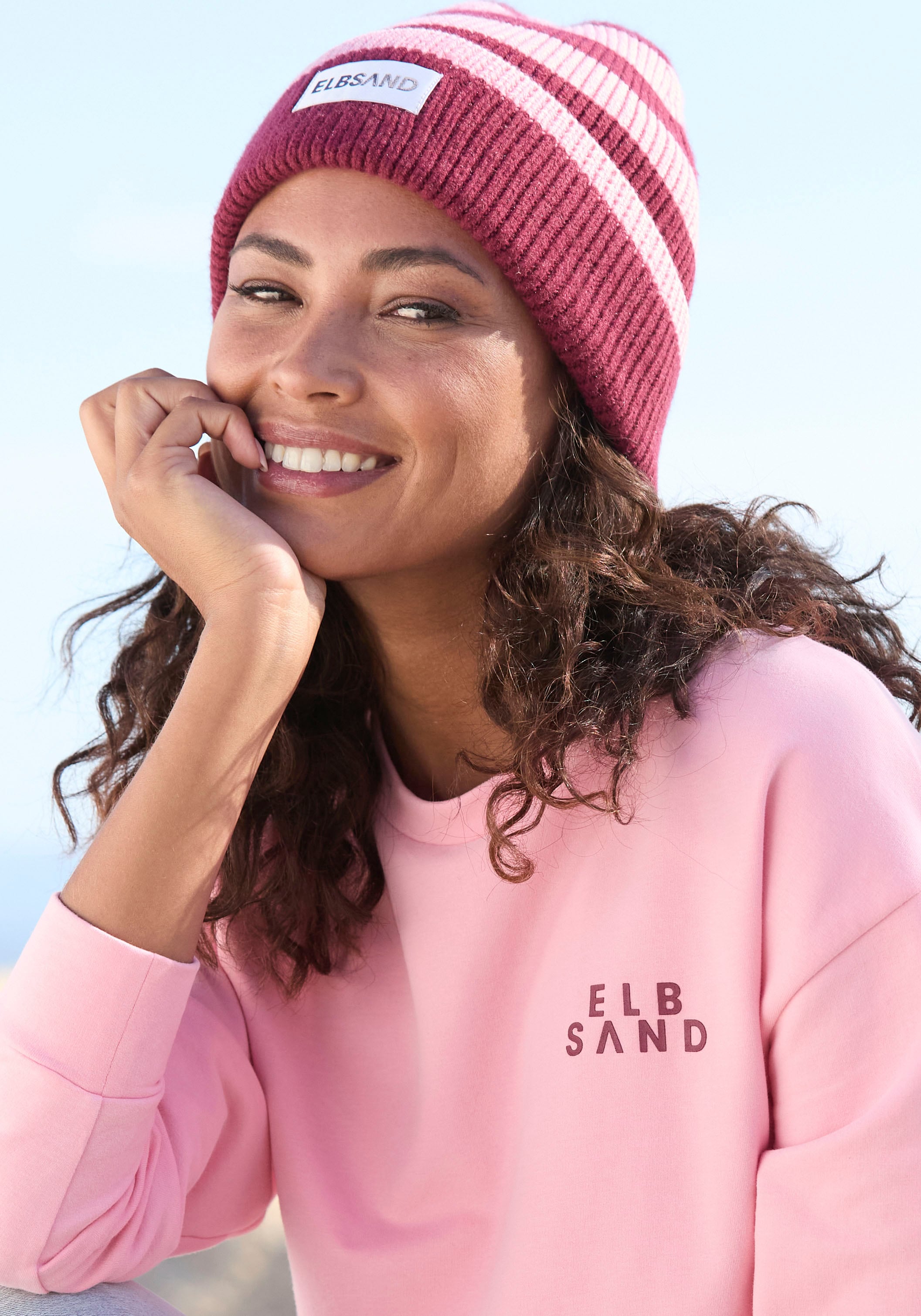 Elbsand Strickmütze, Beanie, Wintermütze, Mütze, Grobstrick mit Umschlag, V günstig online kaufen