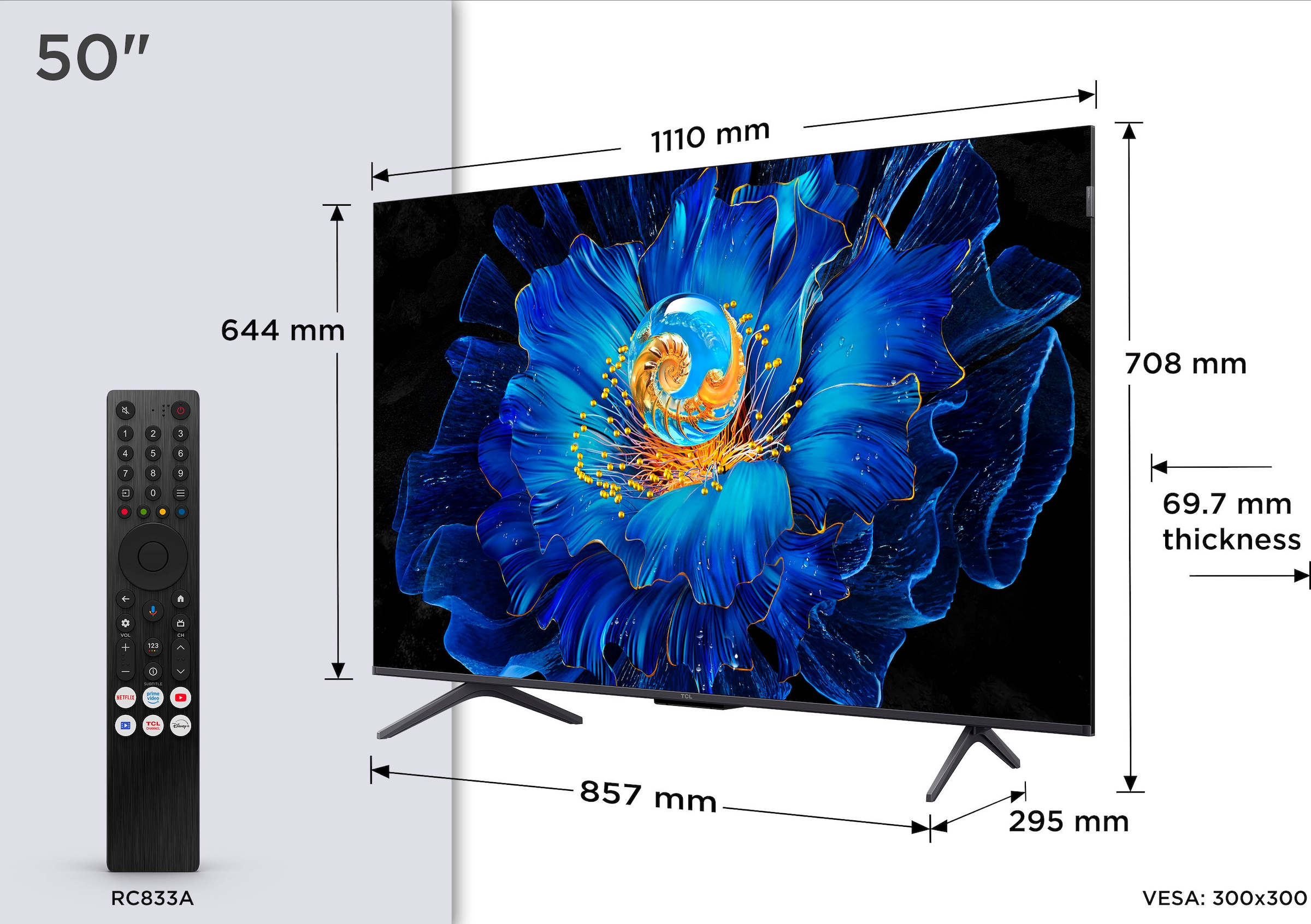TCL QLED Mini LED-Fernseher »50C61KSX2«, 4K Ultra HD, Google TV-Smart-TV, 4K HDR, AiPQ, Game Master, Smart TV, Apple TV, Multi-HDR, Dolby Vision