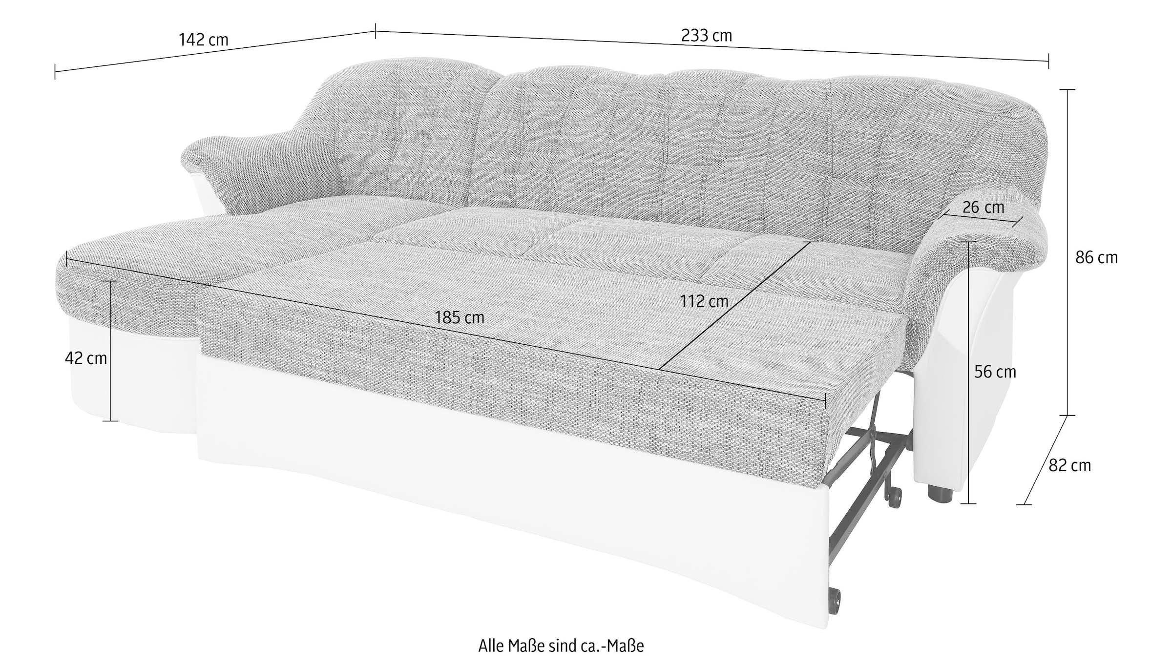 DOMO collection Ecksofa »Flores Schlafsofa, B/T/H: 233/142/86 cm, L-Form«, wahlweise mit Bettfunktion, wahlweise mit Federkern, auch in Leder