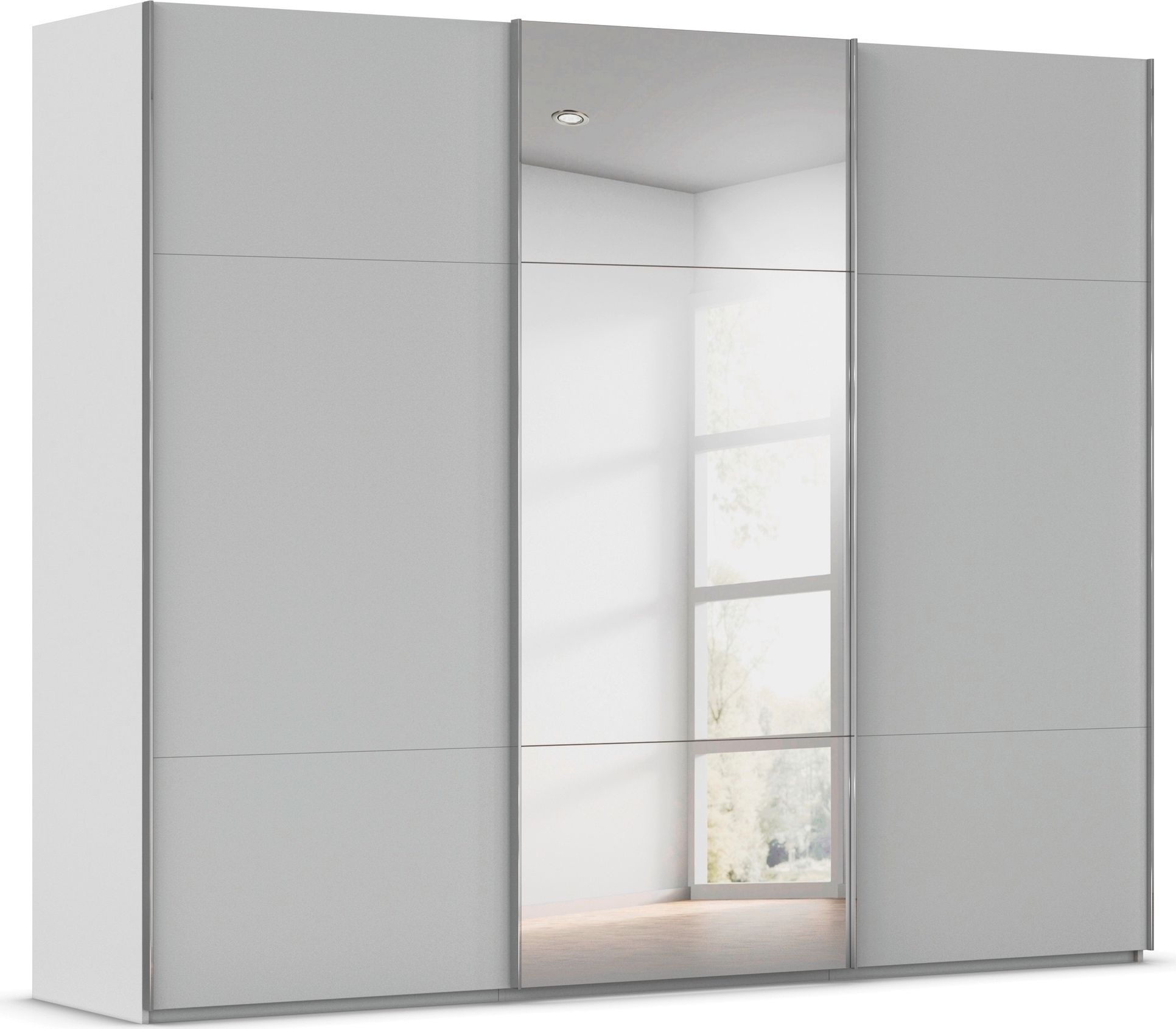 rauch Schwebetürenschrank "Kleiderschrank Schrank Garderobe Schlafzimmerschrank CONTIDO" 3 verschiedene Ausstattungen BASIC/CLASSIC/PREMIUM (inkl. SOFT-CLOSE), aus hochwertigem Material in 6 Breiten 2 Griff-Farben MADE IN GERMANY