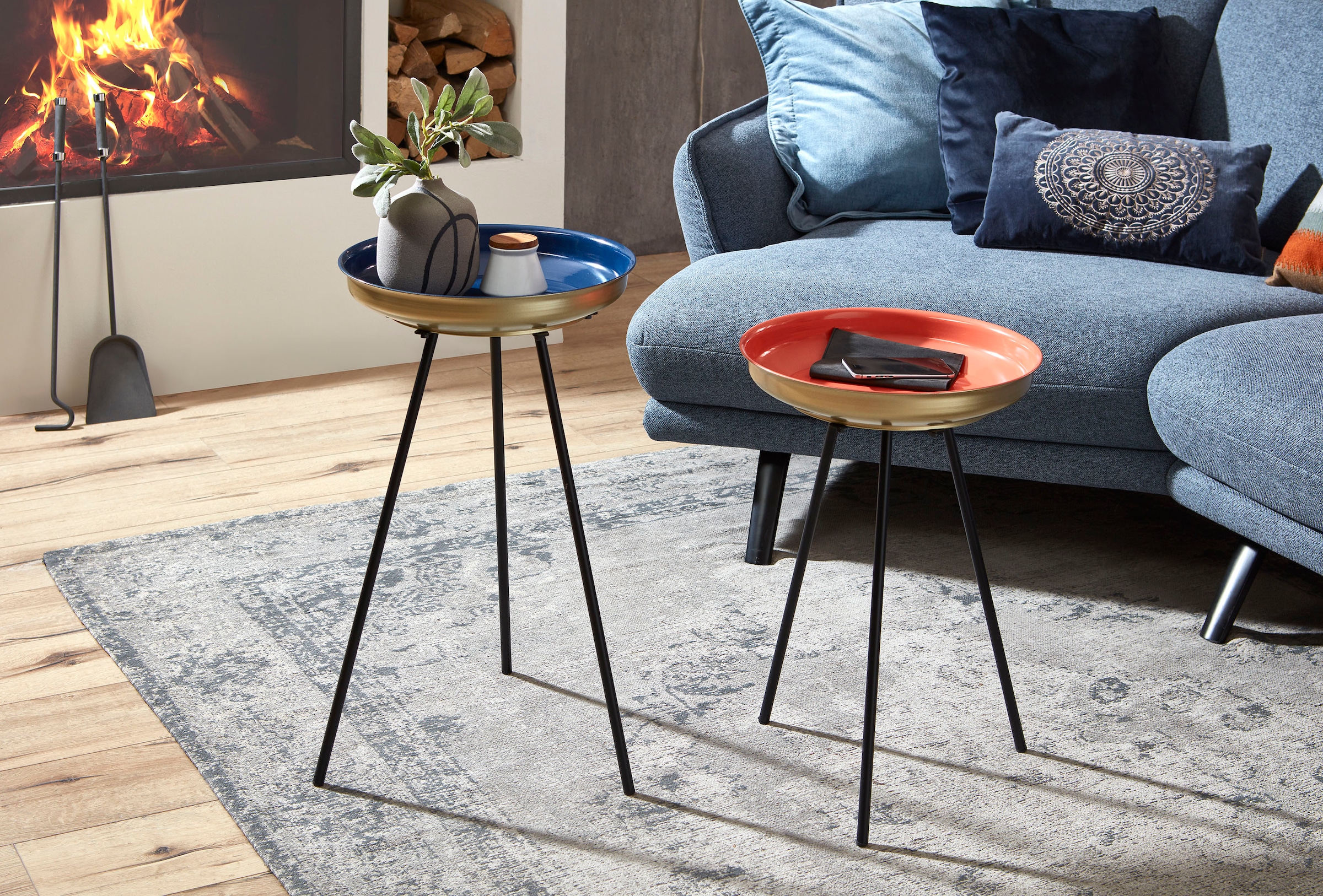HAKU Beistelltisch »Sofatisch, Wohnzimmertisch« Set, 2er Set, 2 Stk. tlg. rund - aus Metall Gold - Ø/H 30/50 und 35/60 cm