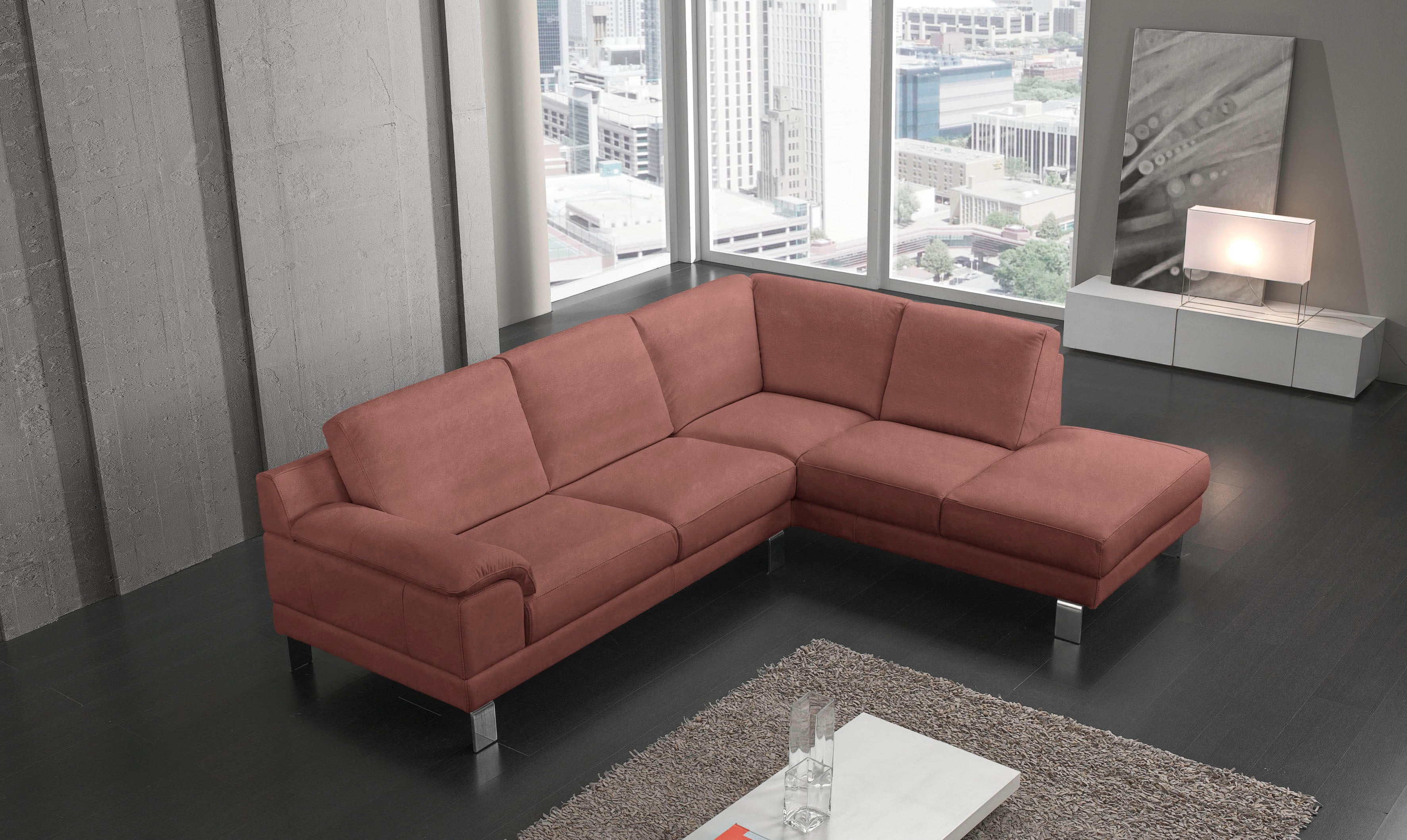 Egoitaliano Ecksofa "Shakira, Design und Sitzkomfort auf hohem Niveau, tolle Details" mit Ottomane, L-Form, elegante Metallfüße