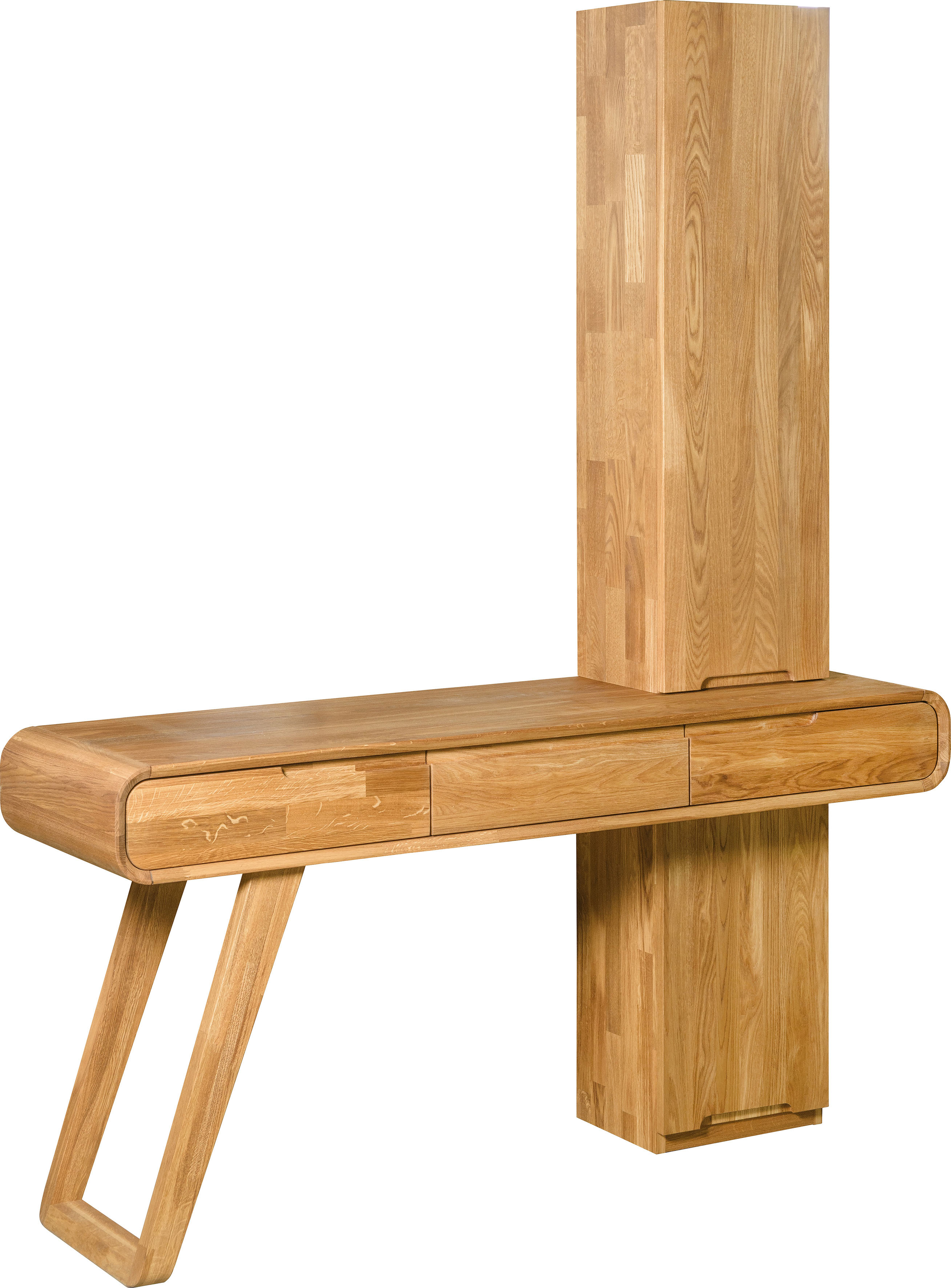 andas Schminktisch Eileen, aus massivem Eichenholz, mit viel Stauraum, Breite 160 cm, auch als Laptoptisch Home office geeignet natur, B/H/T: 160 cm x 202 cm x 46 cm