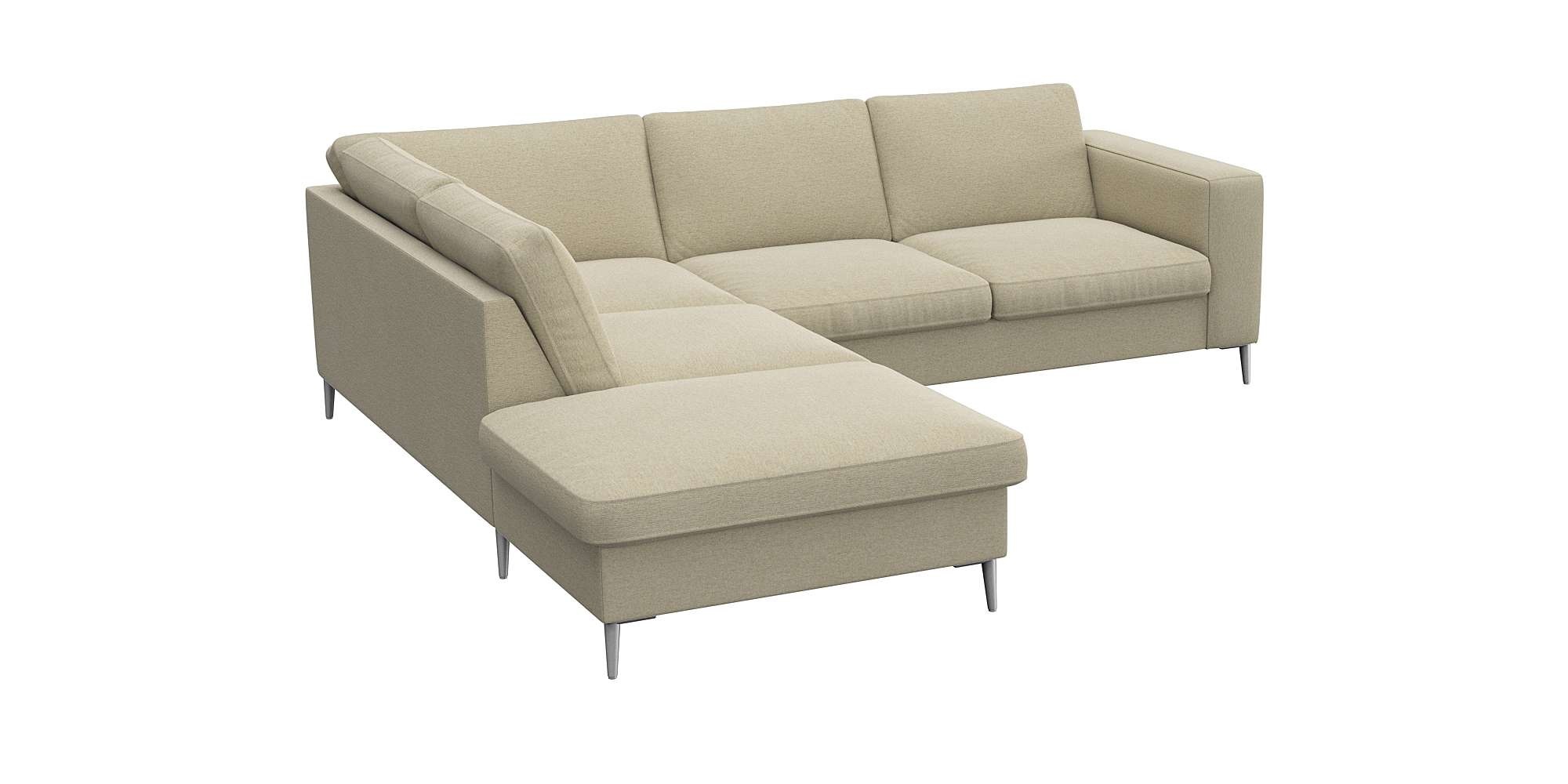 FLEXLUX Ecksofa »Fiore, L-Form«, breite Armlehnen, Füße alufarben, B/T 241/225 cm, Kaltschaum im Sitz