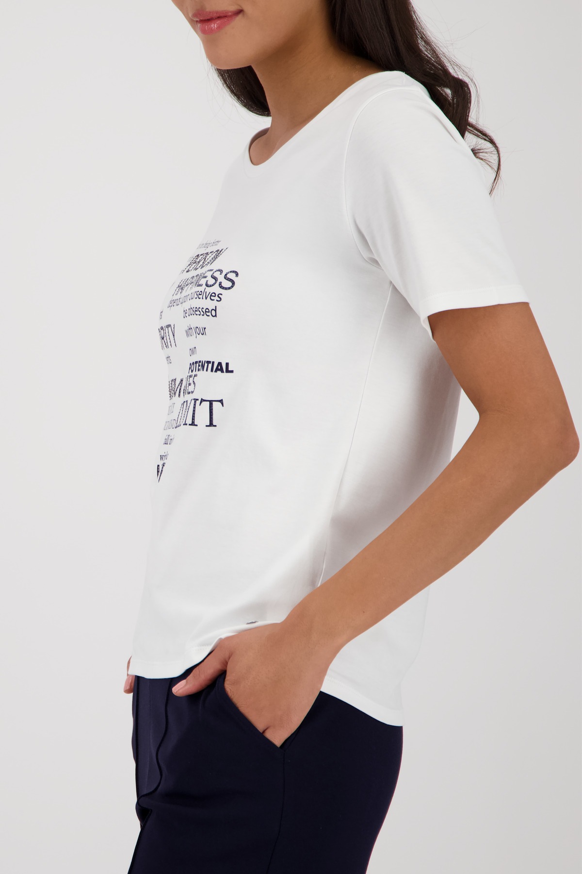 Monari T-Shirt Rundhalsausschnitt, Regular Fit, Strasssteine günstig online kaufen