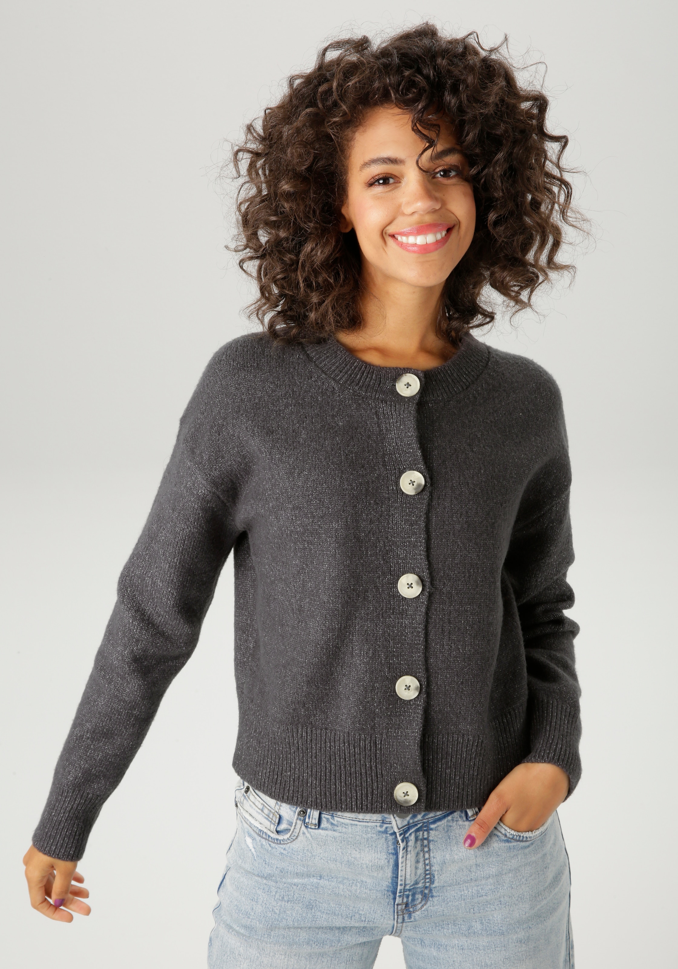 Aniston CASUAL Strickjacke, aus effektvollem Melange-Garn - NEUE KOLLEKTION günstig online kaufen