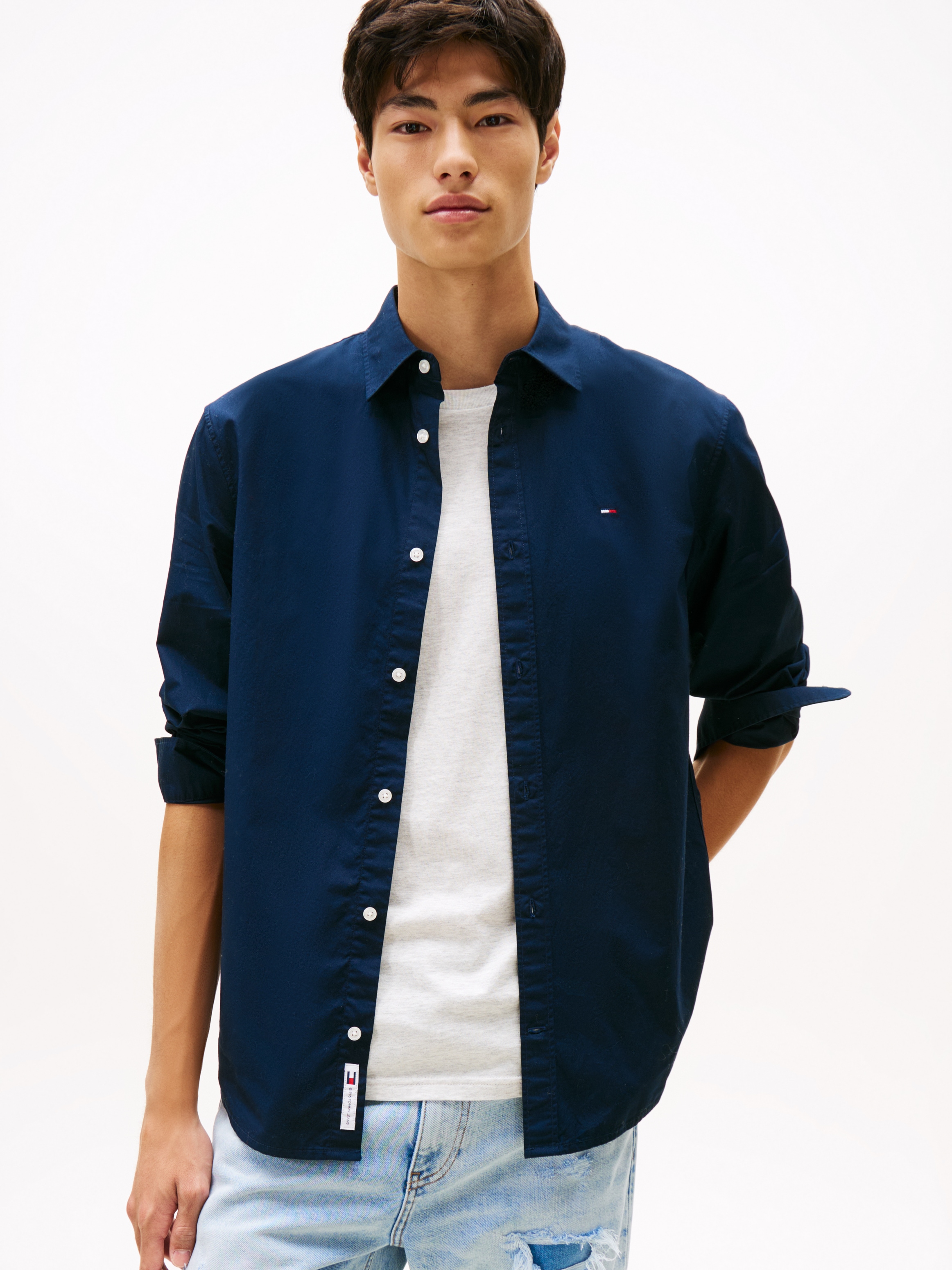 Tommy Jeans Langarmhemd "TJM POPLIN", Regular fit, Kentkragen günstig online kaufen